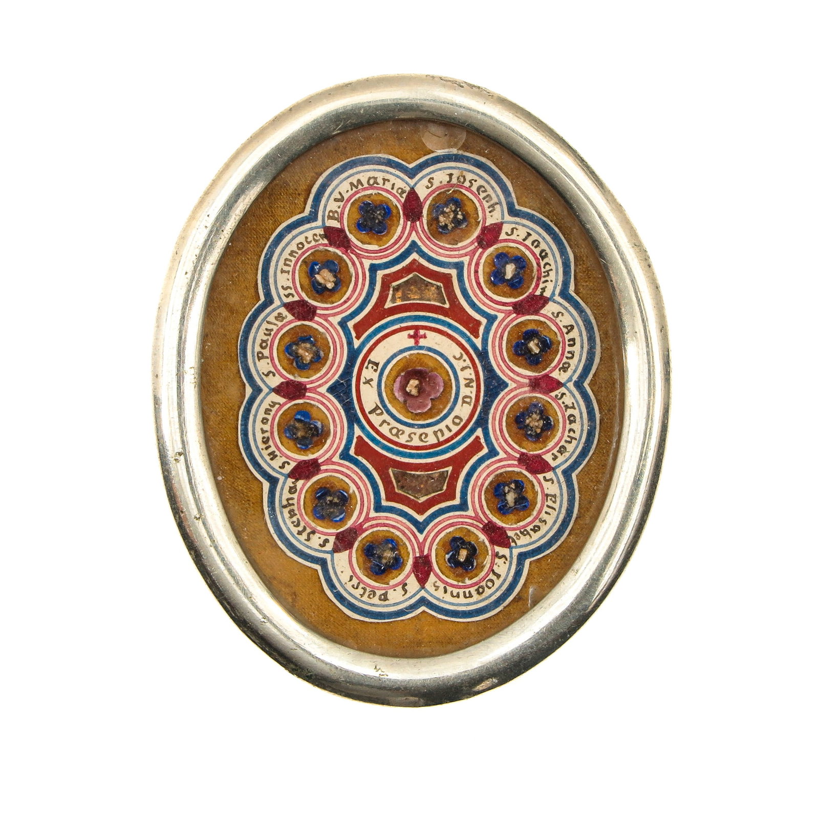 Sealed multi-theca: with thirteen holy relics, including relic of the crib of Our Lord Jesus Christ, length 7 cm., you buy the theca, the relics are a gift