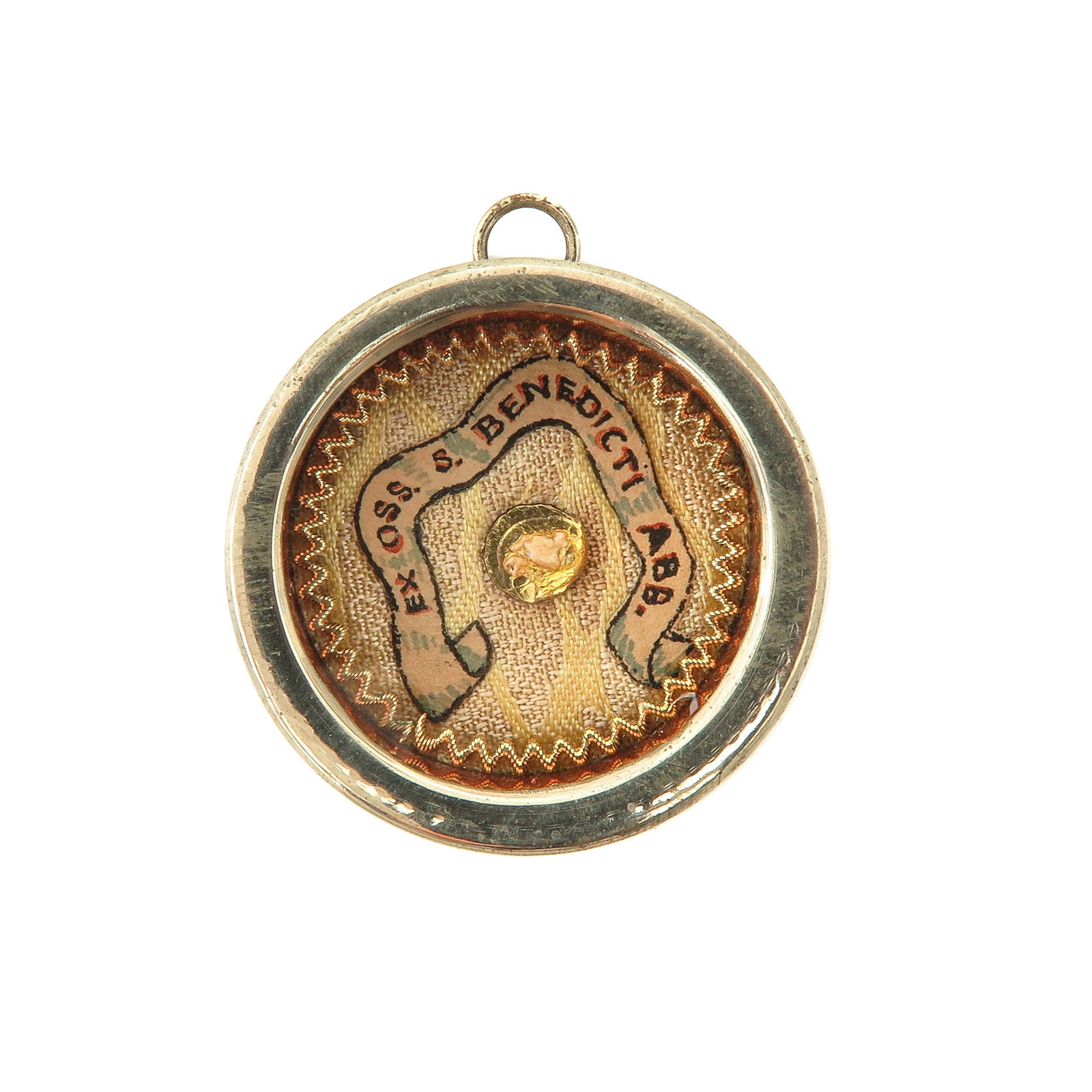A Sealed Theca: containing a relic of the bones of Saint Benedict, Abbot. diameter 4 cm., you buy the theca, the relics are a gift