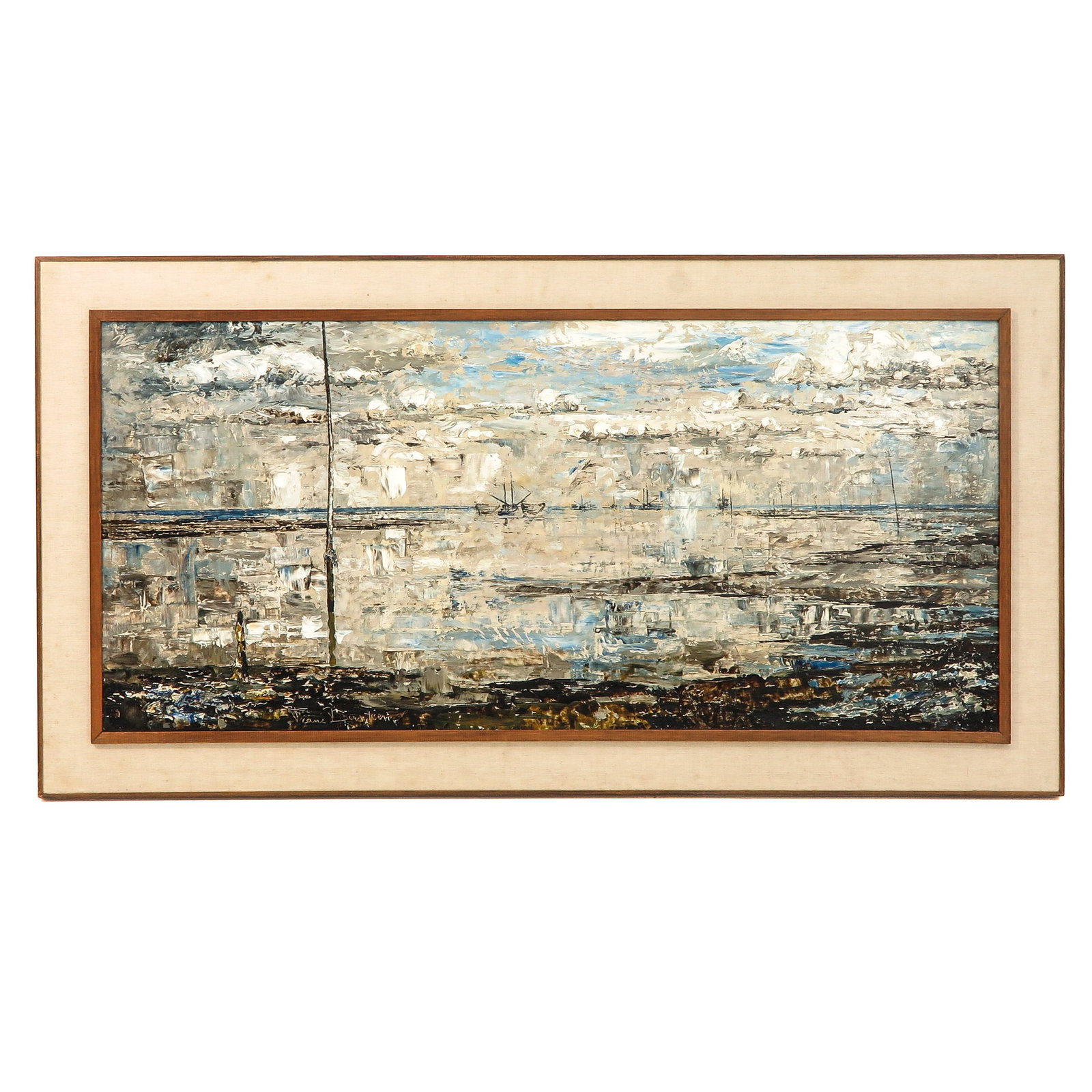 An Oil on Canvas Painting: Oil on canvas, Frans Bernsten (1903-1980), signed lower left, panoramic coastal landscape, 55 x 121 cm.