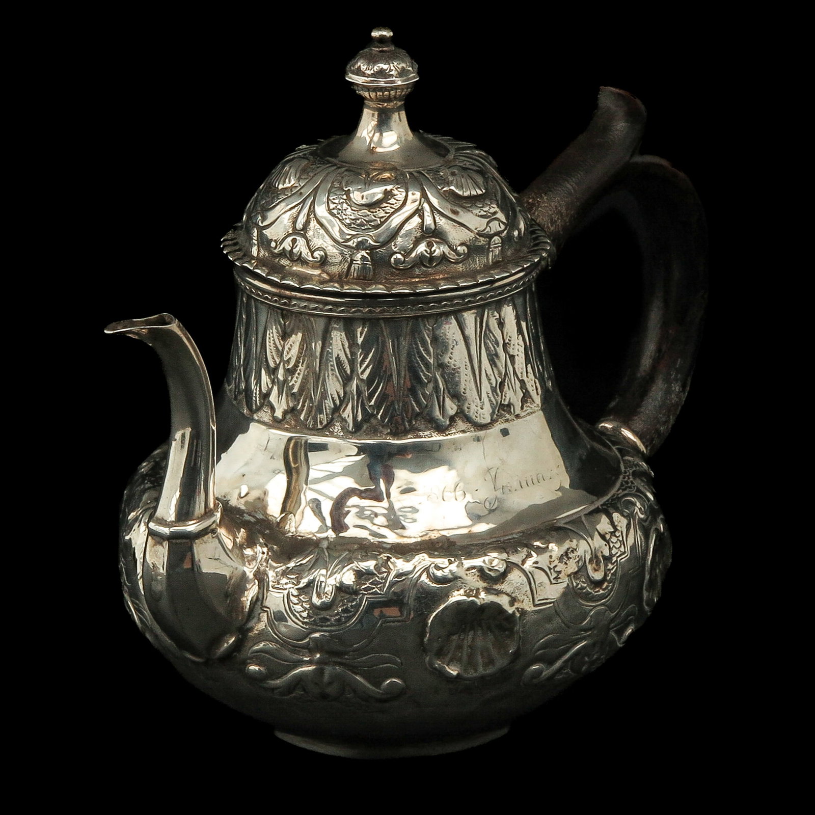 A Silver Coffee Pot: Silver, hallmarked Amsterdam, height 17 cm.
