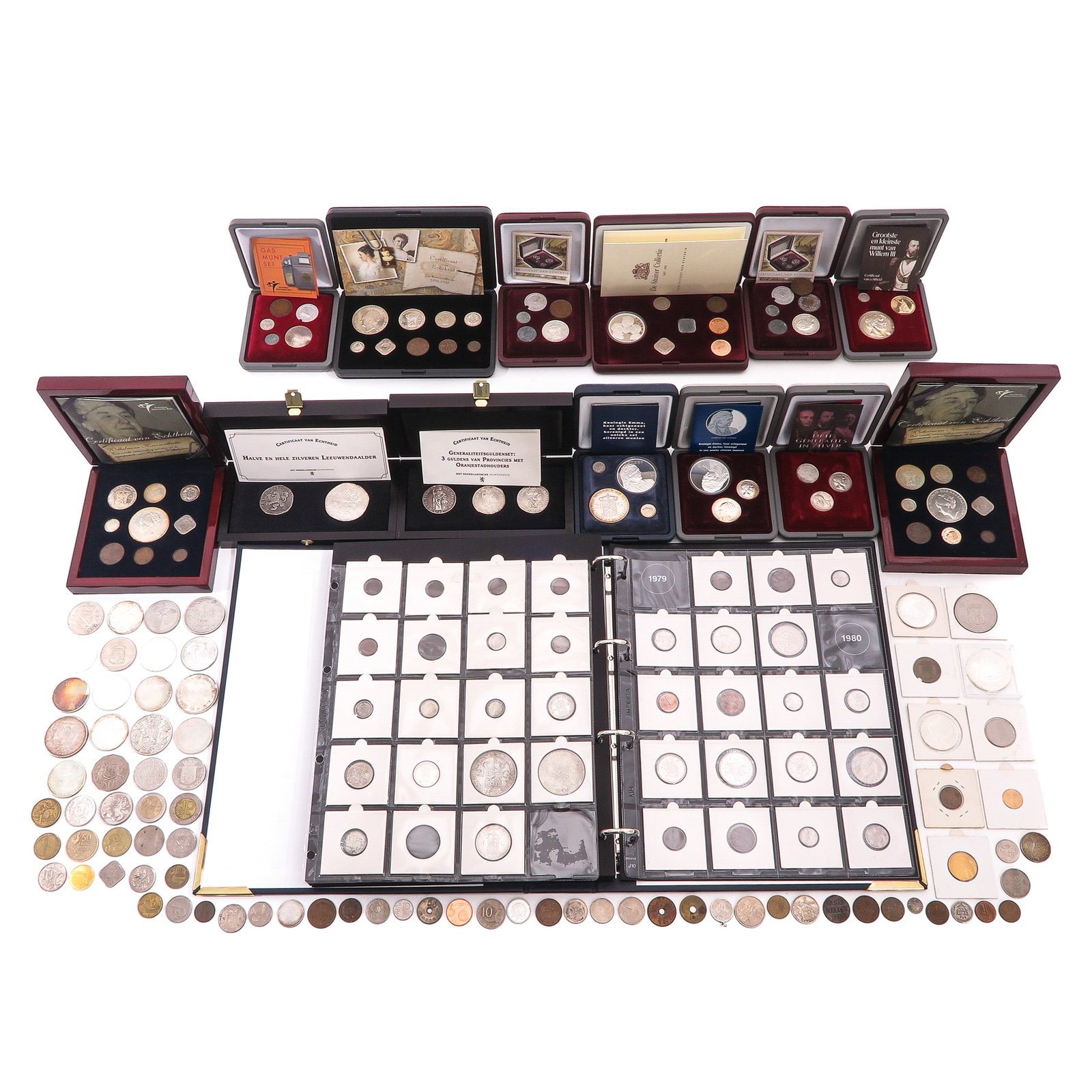 A Group of Coins and Tokens: Coins and tokens, including silver