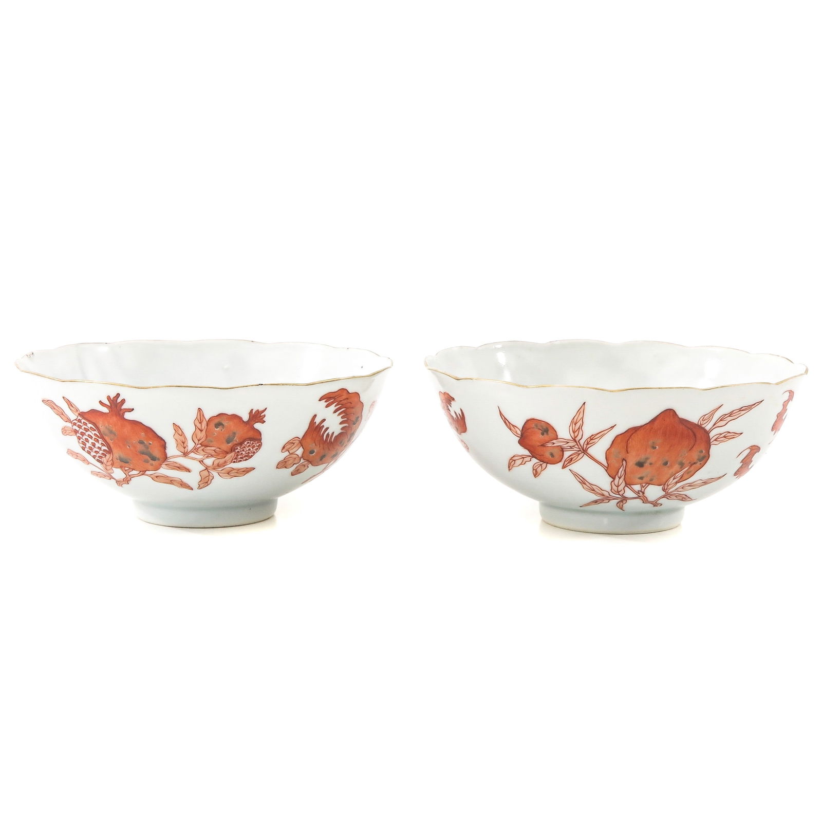 A Pair of Orange and Gilt Decor Bowls (1 of 6)