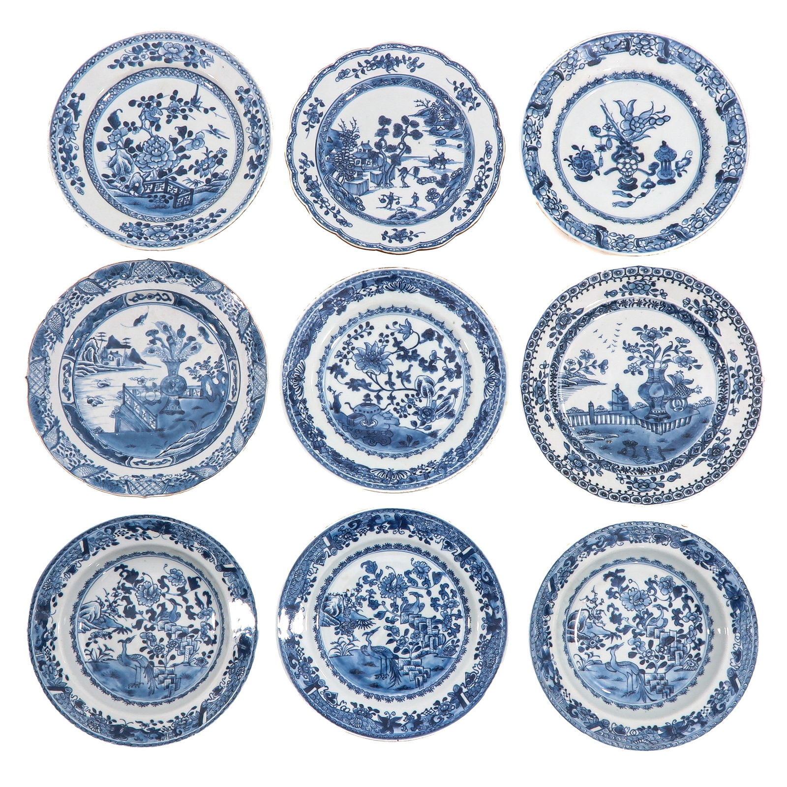 A Group of 9 Blue and White Plates (1 of 8)