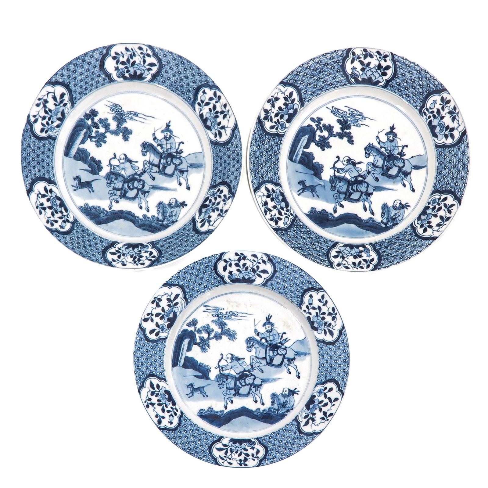 A Series of 3 Blue and White Plates (1 of 8)