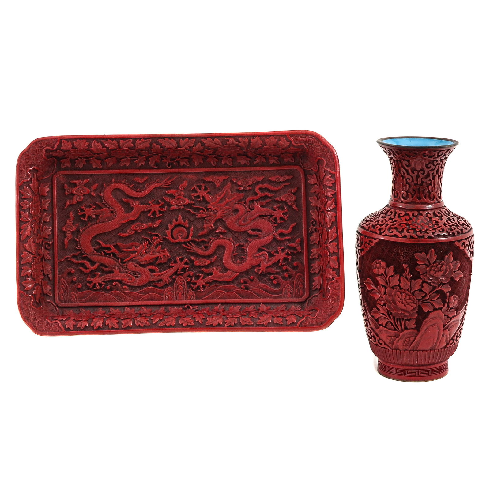 A Cinnabar Vase and Tray (1 of 8)