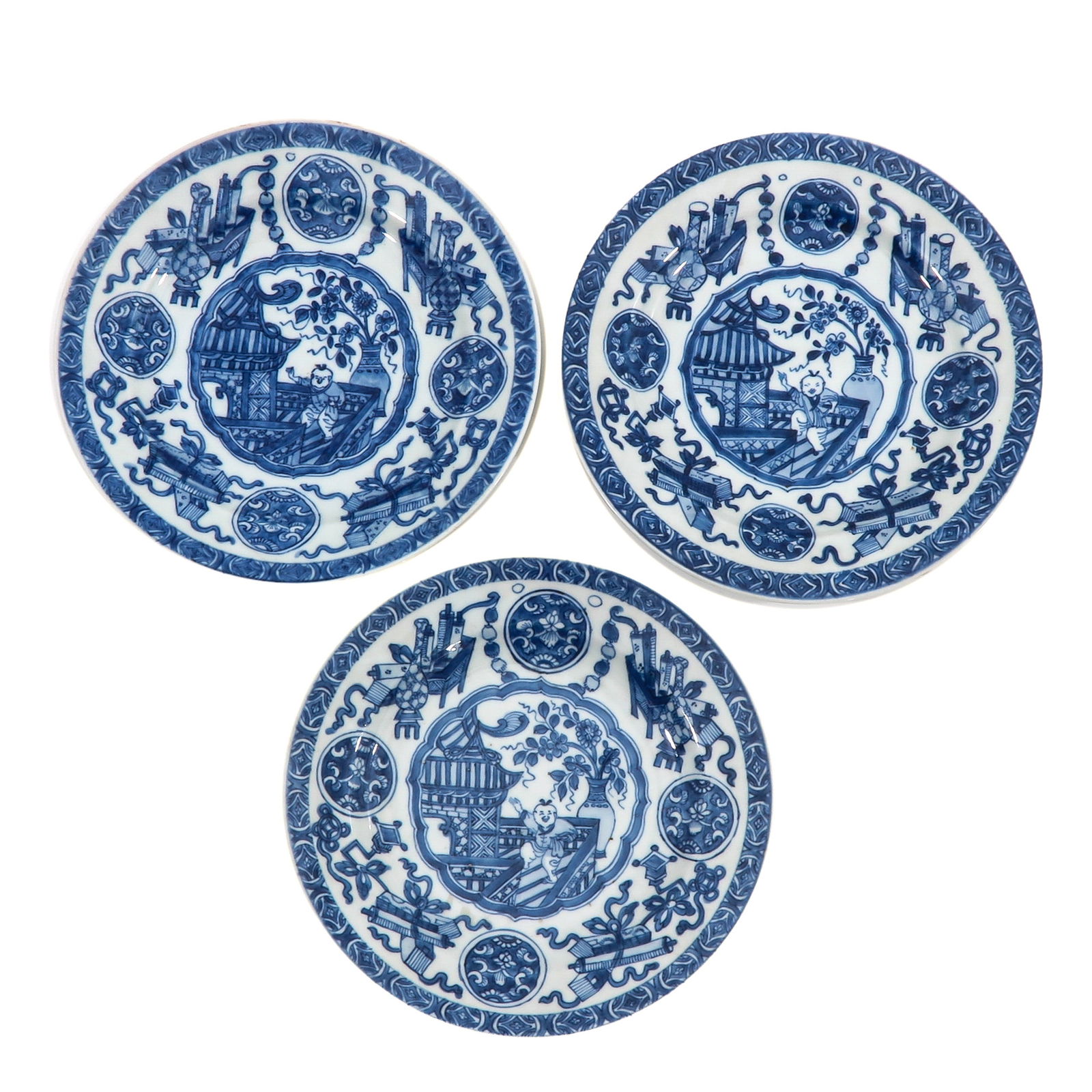 A Series of 3 Blue and White Plates (1 of 8)
