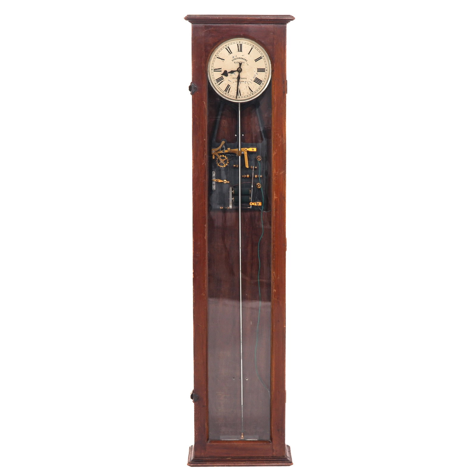 An Electric Clock: Signed Dykes Bros Glasgow, height 128 cm.