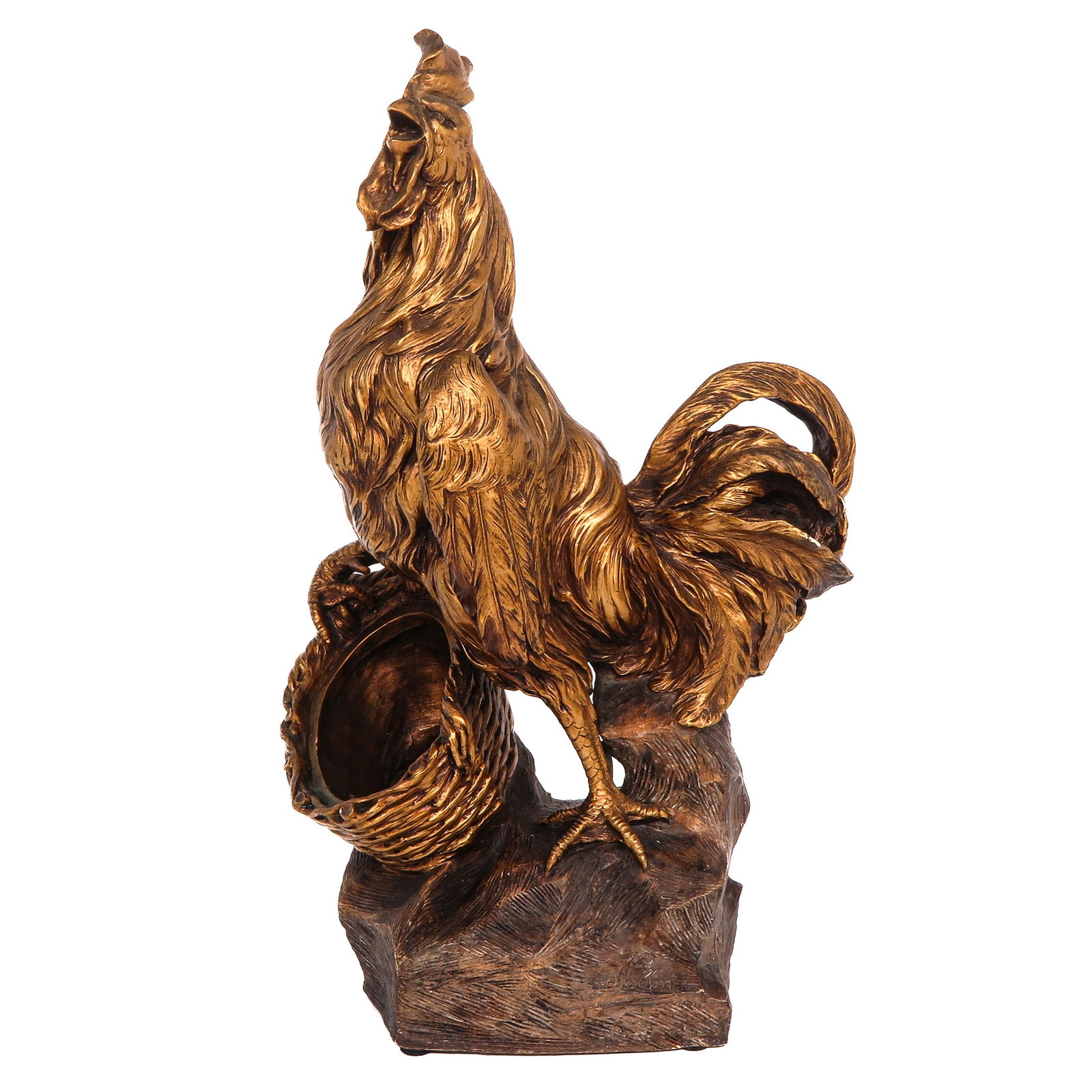 A White Clay Sculpture Depicting a Rooster: White clay, depicting a rooster, 19th century, height 65 cm.