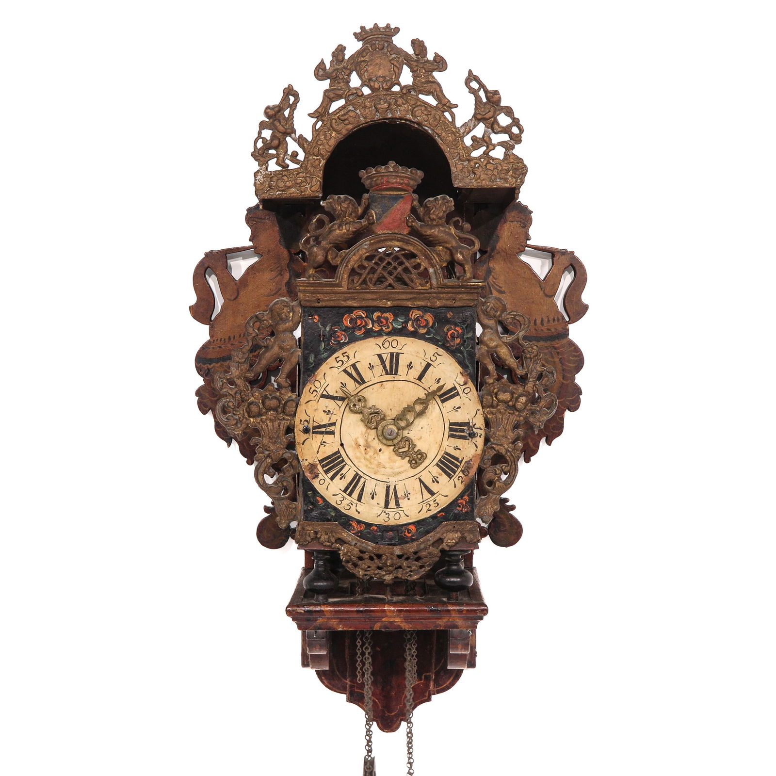 An 18th Century Dutch Clock or Stoelklok: 18th century, Groningen, height 74 cm.
