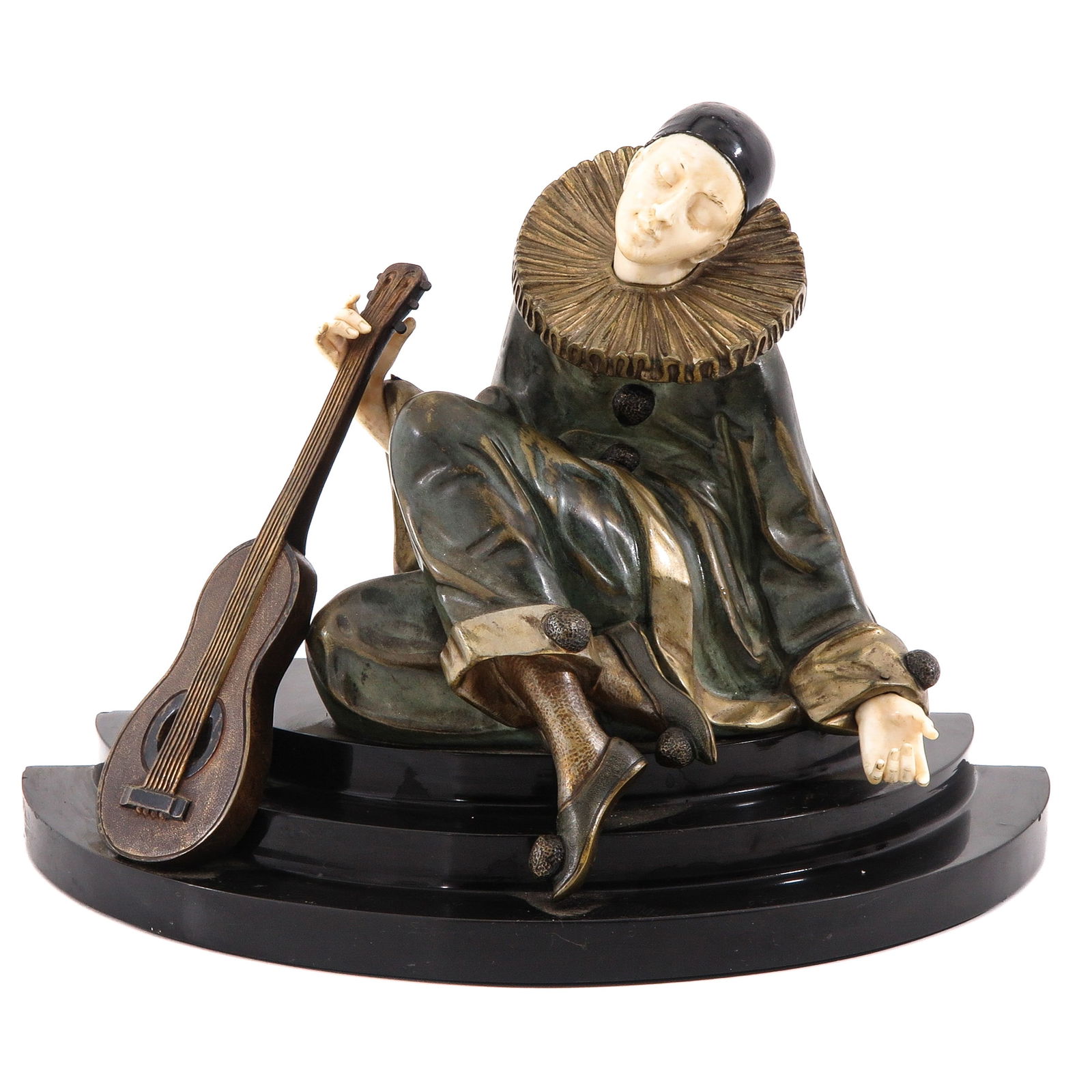 A Sculpture Signed A. Gilbert: signed A. Gilbert, titled “Sleep of the Pierrot” in bronze, ca. 1925, height 23 cm.