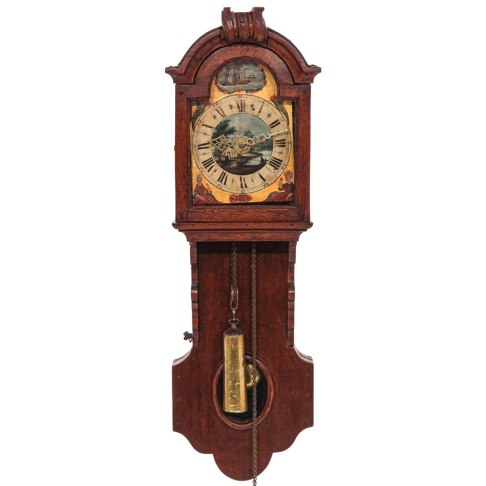 A Dutch Hanging Clock or Kortstaartklok: Brabant, 18th century, length 104 cm.