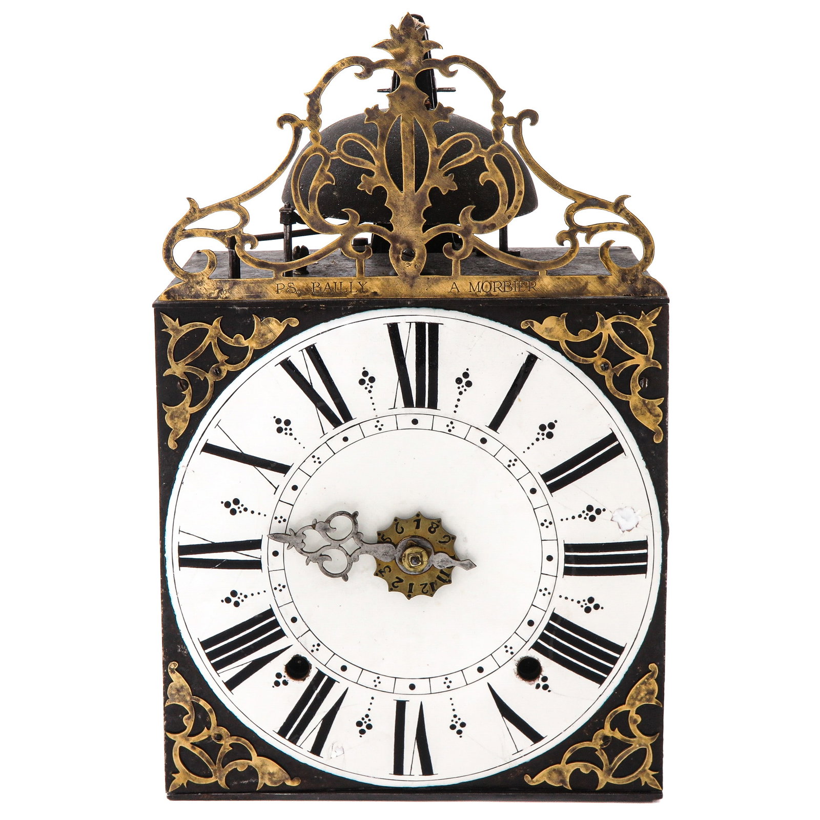 A Comtoise Clock: With alarm clock, France, ca. 1740, width 22 cm, height 35 cm.