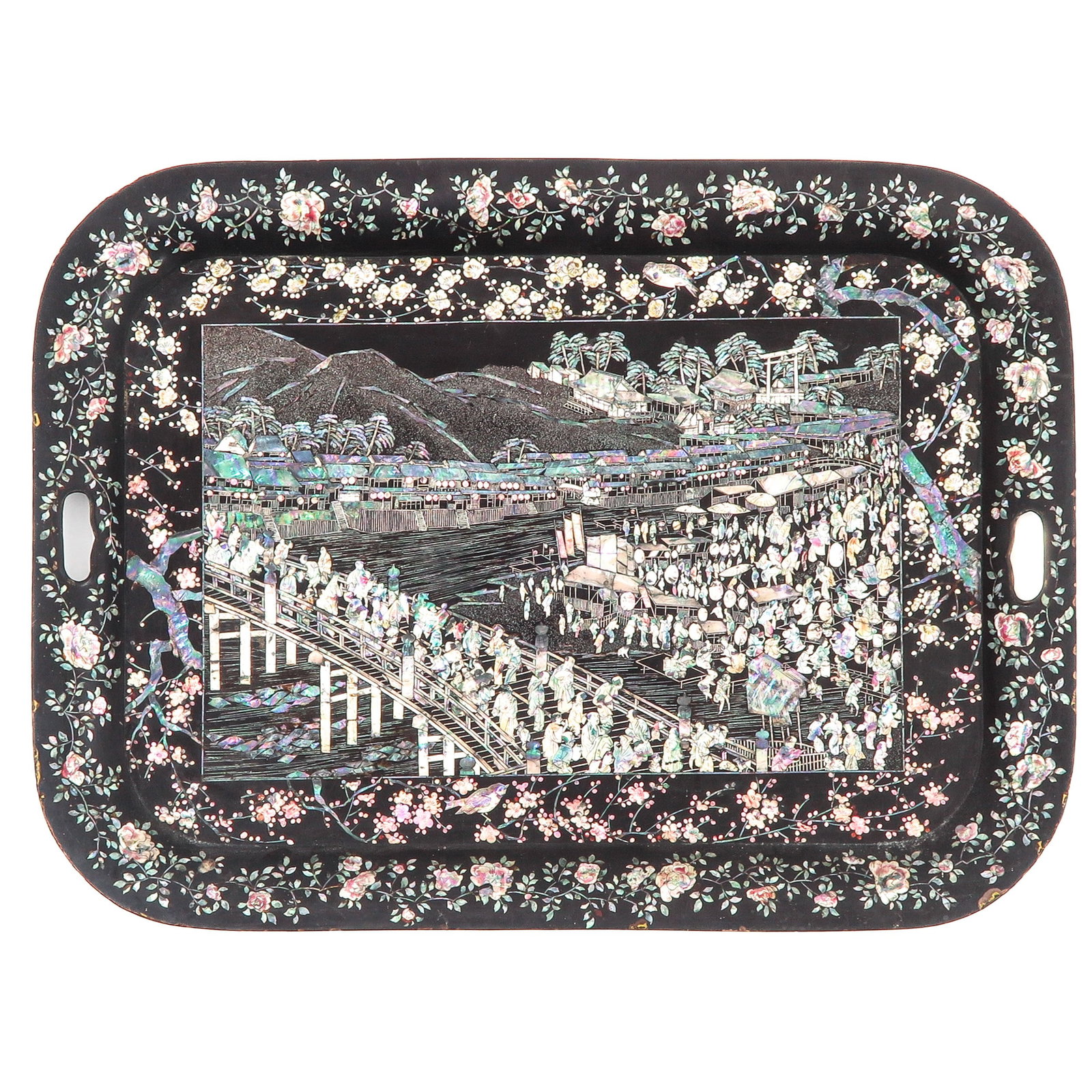A 19th Century Japanese Tray: Japan, 19th century, exceptional quality and size, 71 x 53 cm.