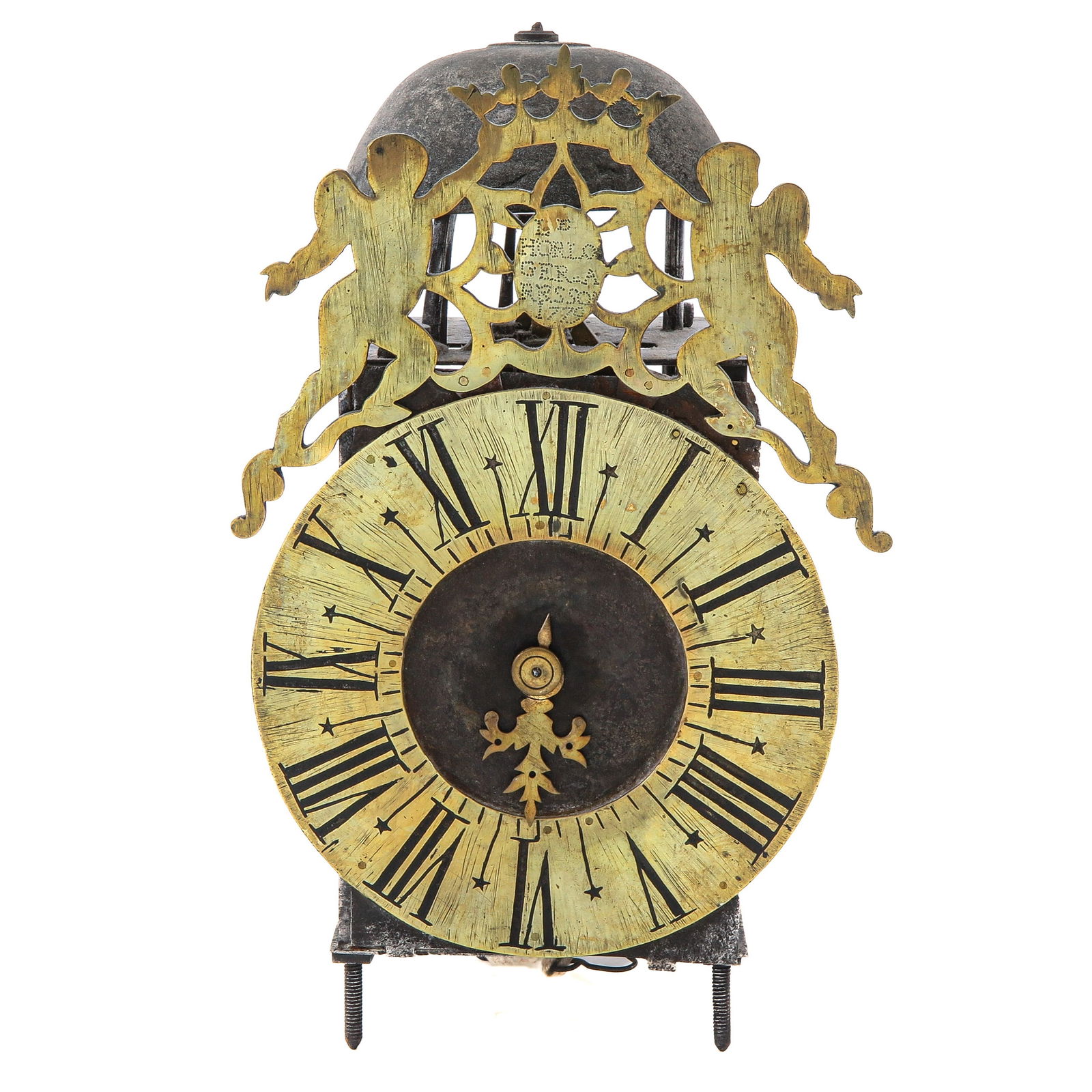 A Lantern Clock: Dated 1779, height 27 cm.