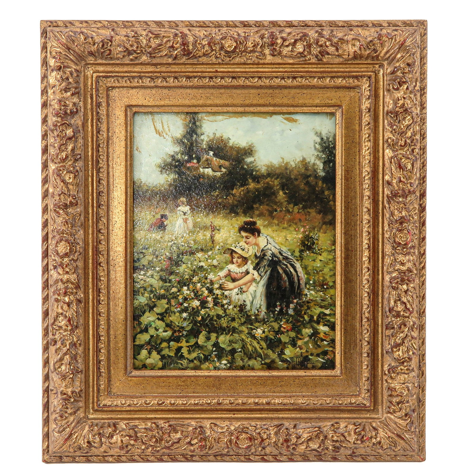 An Oil on Panel Painting: Oil on panel, ca. 1800, signed M. Moreau, 20 x 26 cm.