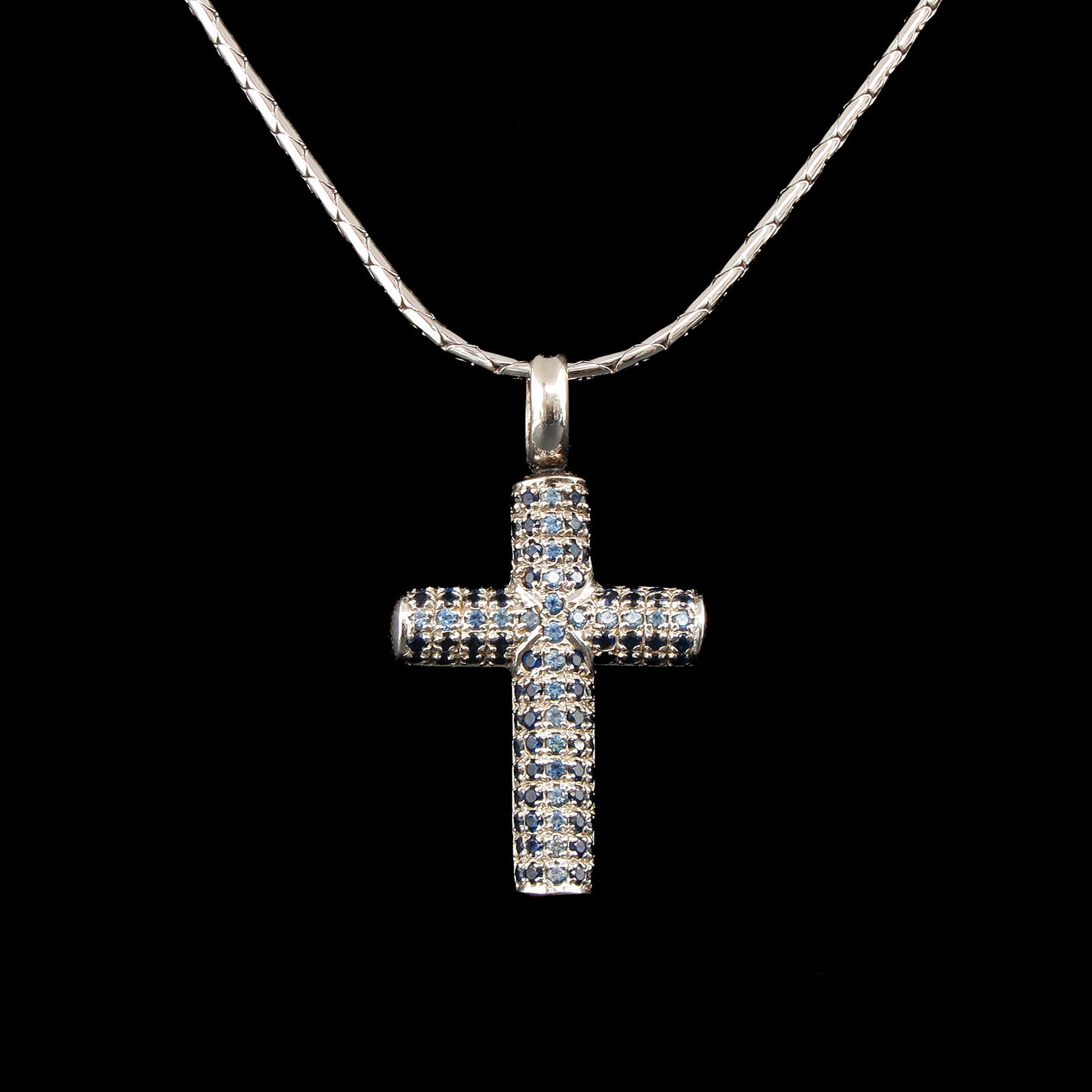 A 14KG Necklace with Sapphire Cross Pendant (1 of 7)