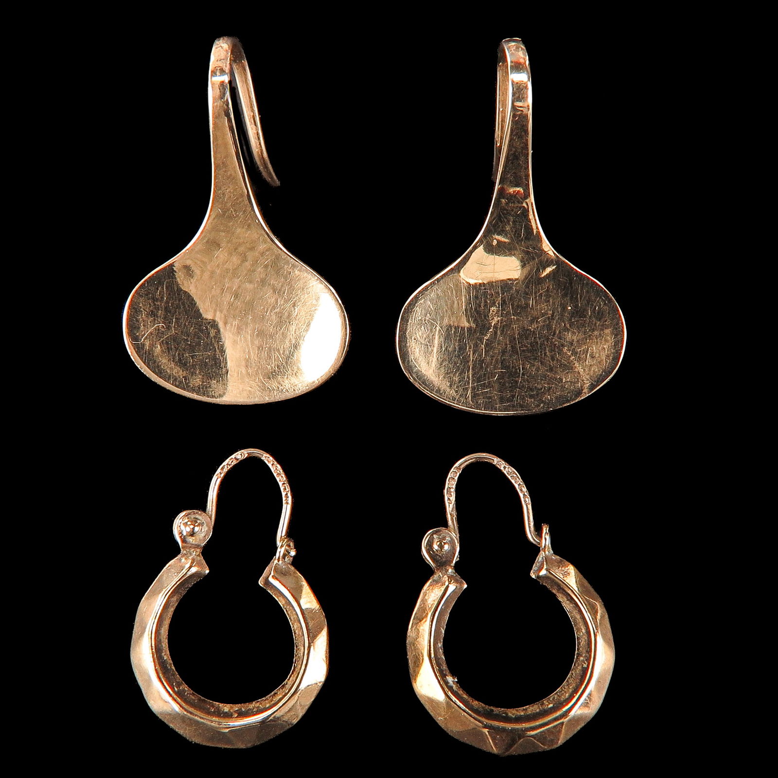 A Lot of 2 Pair of Earrings: Consisting of two pairs of earrings, including 14-karat gold