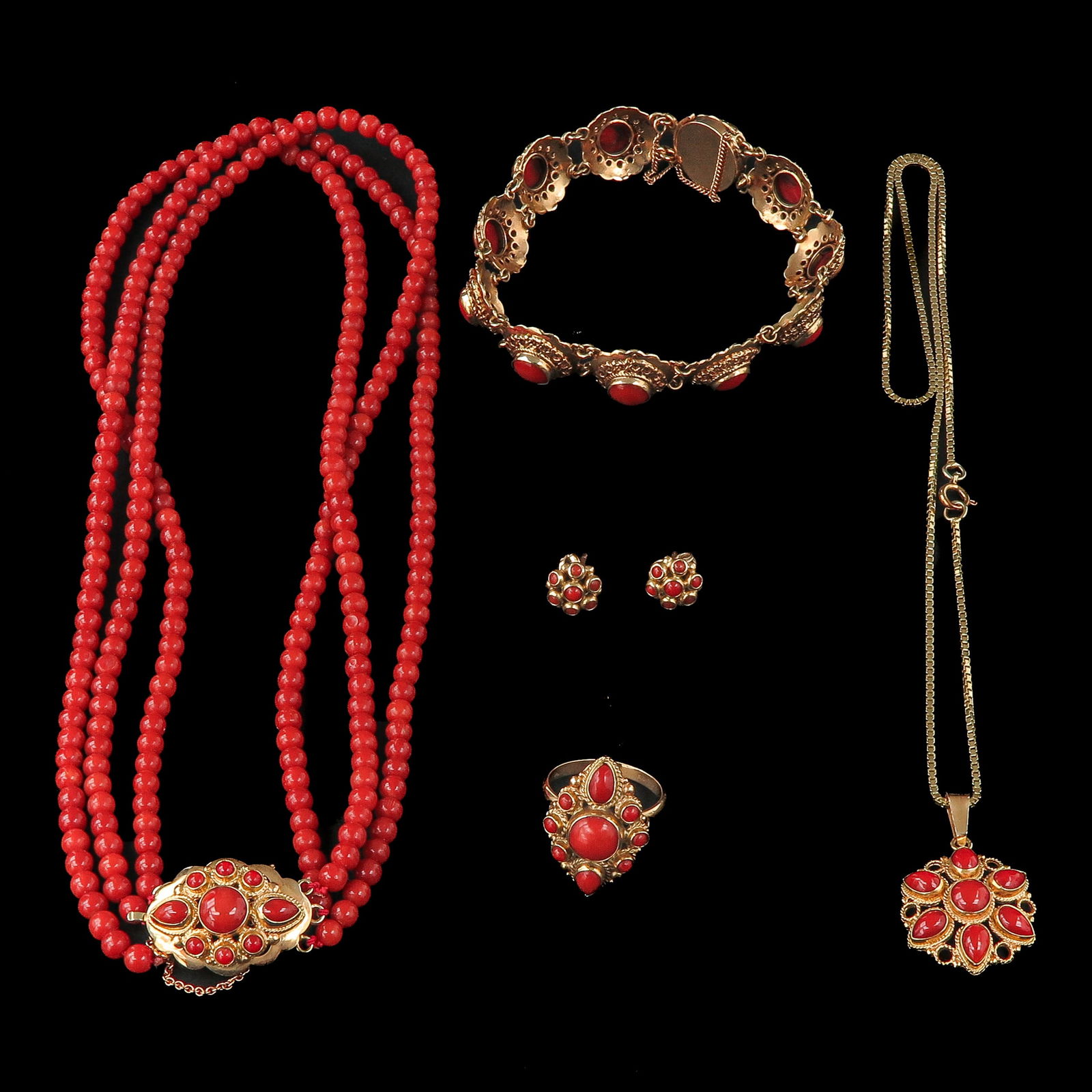 A Group of Jewerlry with Red Coral (1 of 9)