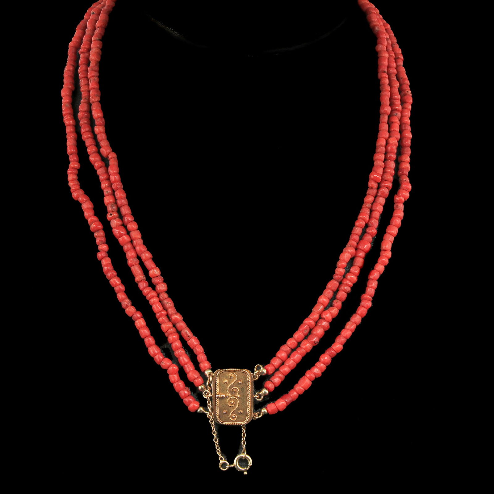 A 3 Strand 19th Century Red Coral Necklace (1 of 5)