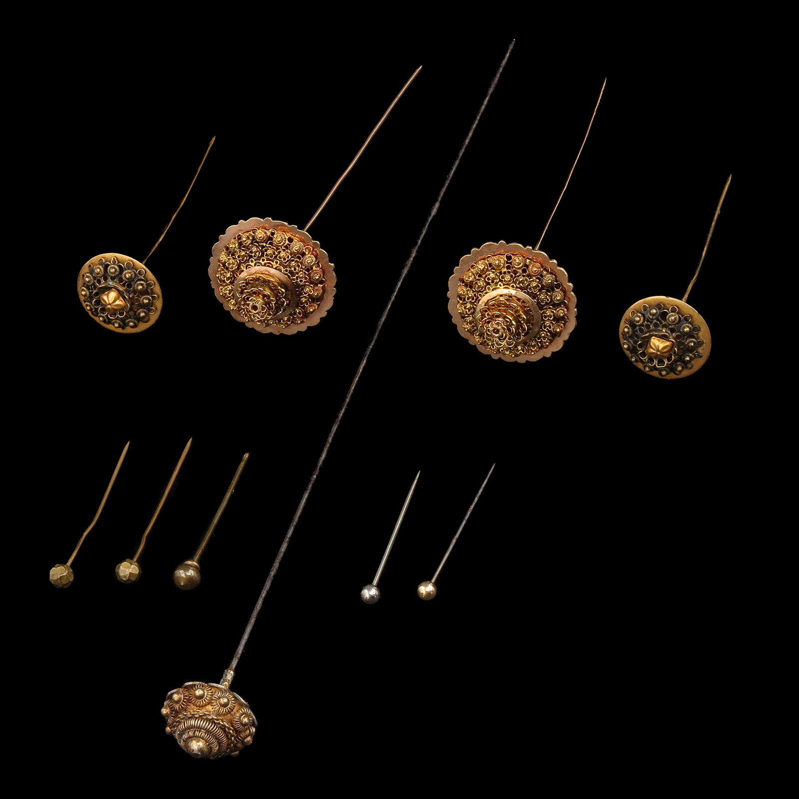 A Group of 10 Pins: 10 pins, including 14-carat gold, from the Goeree-Overflakkee costume.