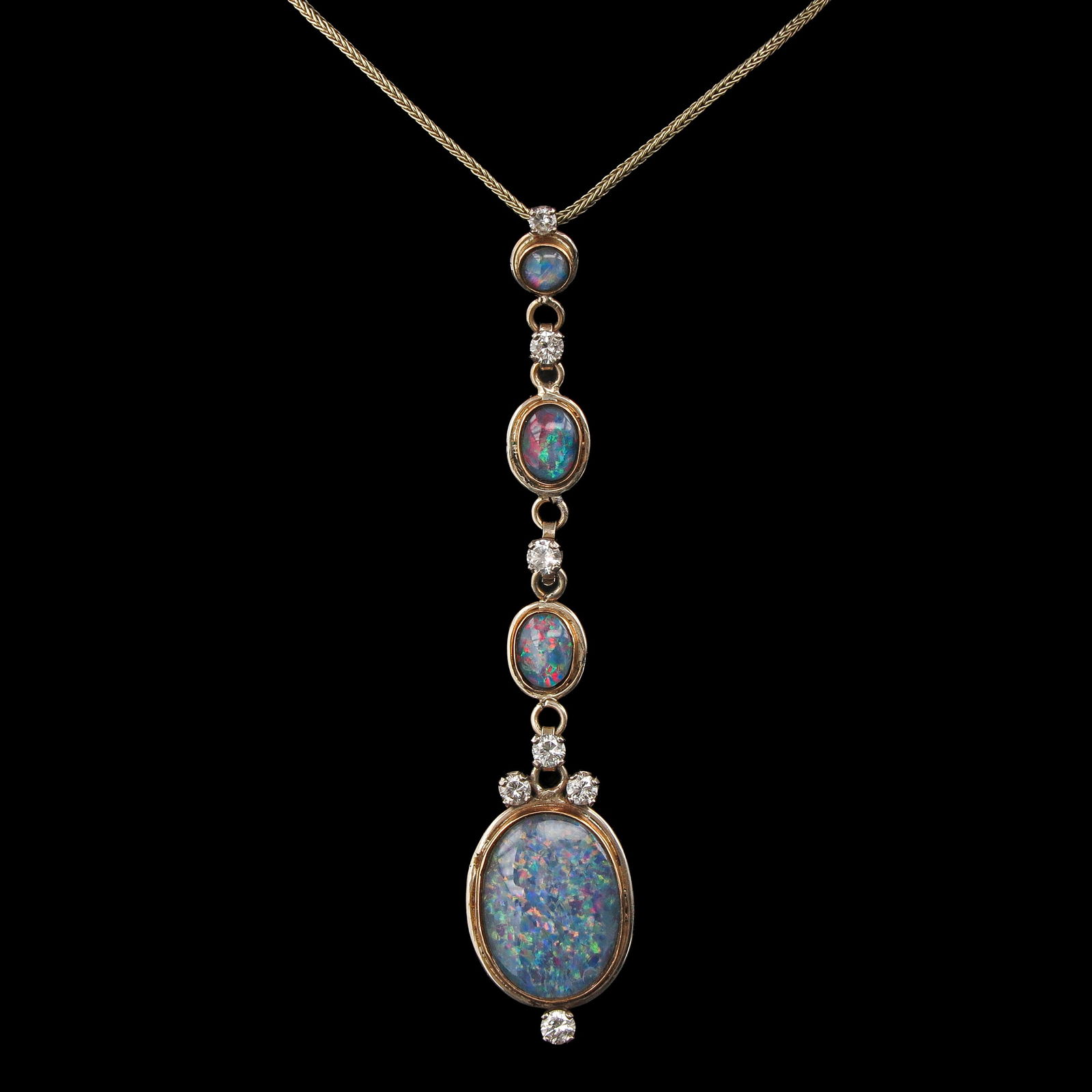 A Diamond and Opal Pedant and Necklace (1 of 8)