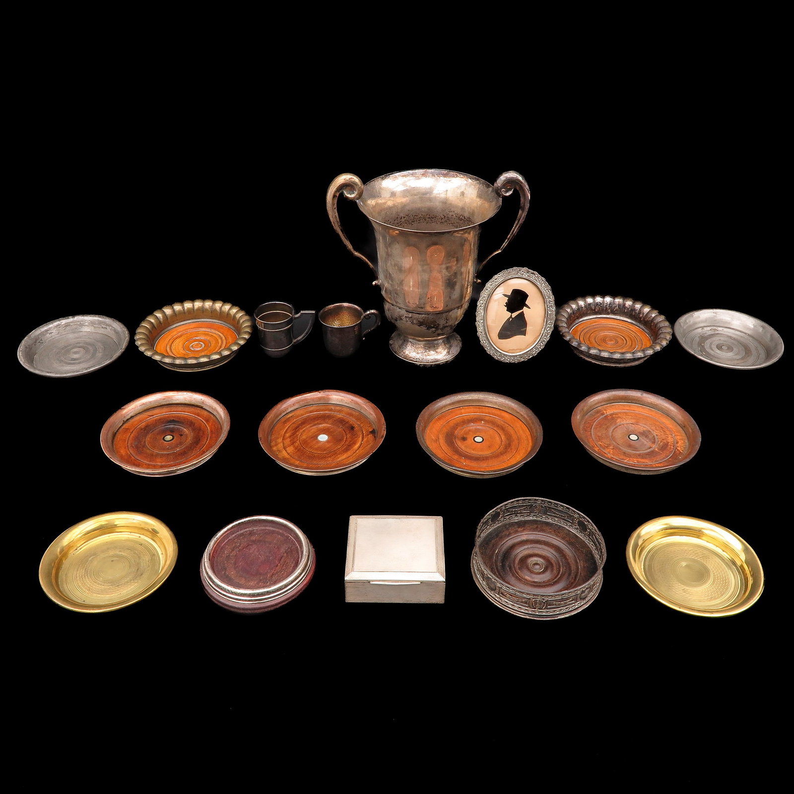 A Diverse Collection of Items: Various objects, including a silver-tested cup, height 26 cm.
