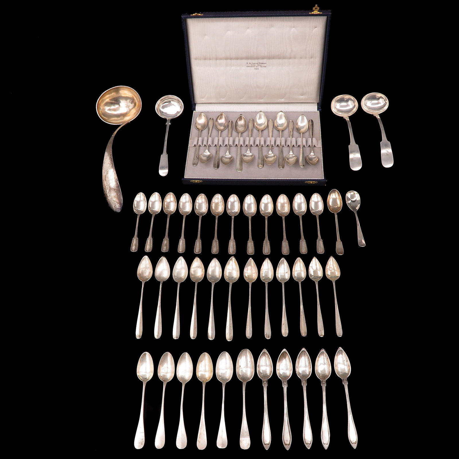 A Diverse Collection of Items: Including silver cutlery and a soup ladle, including Holland, 19th century.
