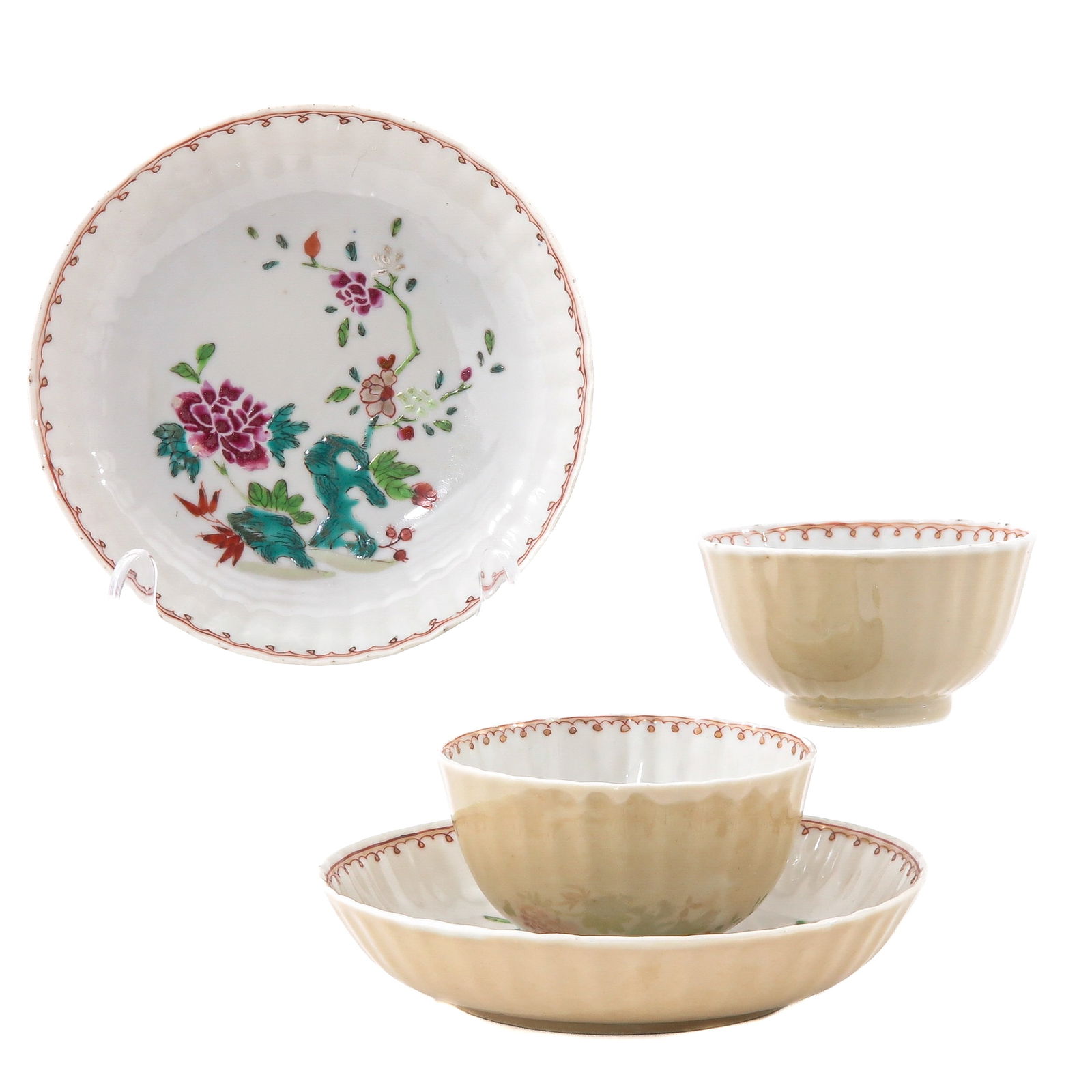 A Pair of Famille Rose Cups and Saucers (1 of 8)