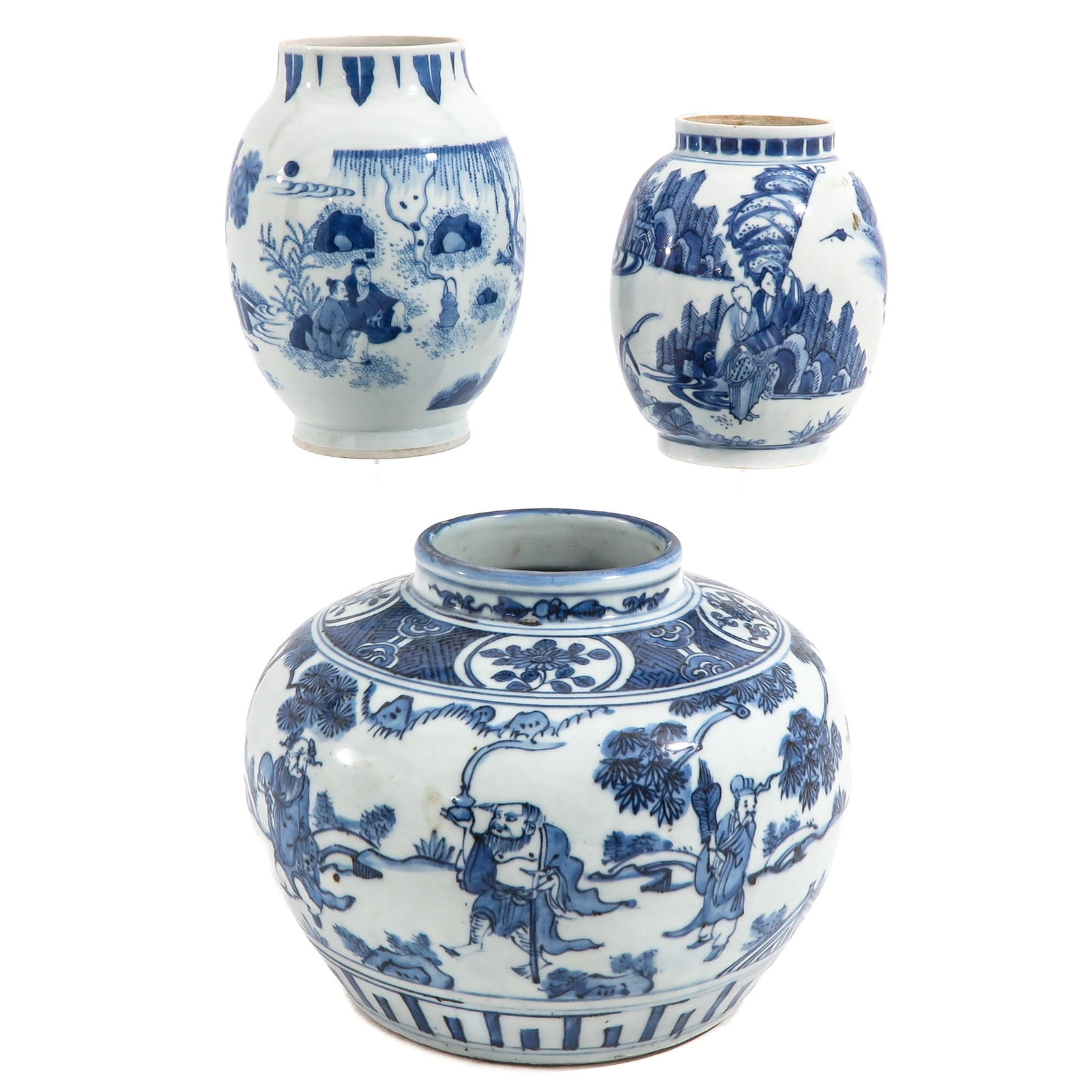 A Group of 3 Blue and White Jars (1 of 6)
