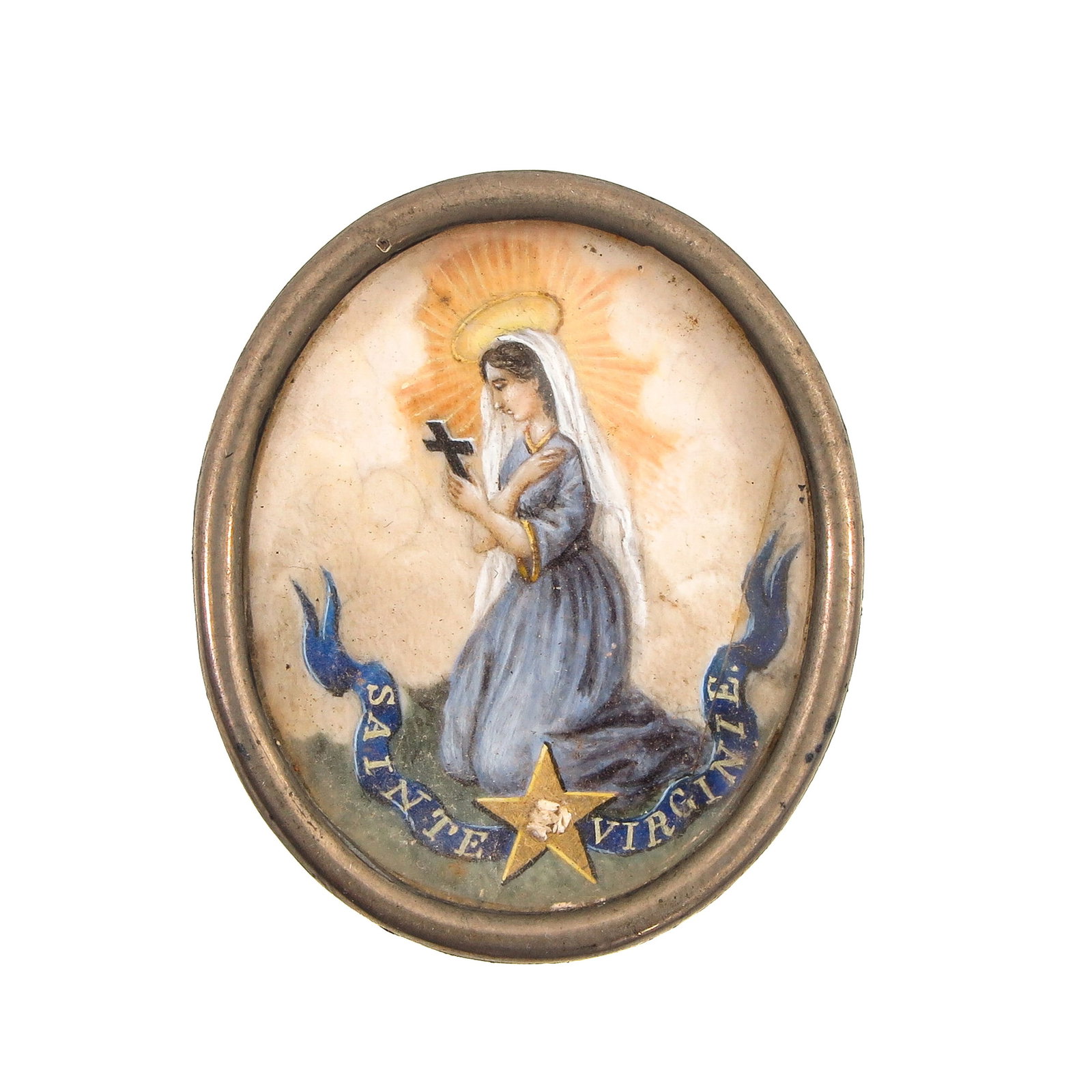 A Sealed Theca: Including a relic of Saint Virginia, length 5 cm., you are buying the theca, the relics are a gift.