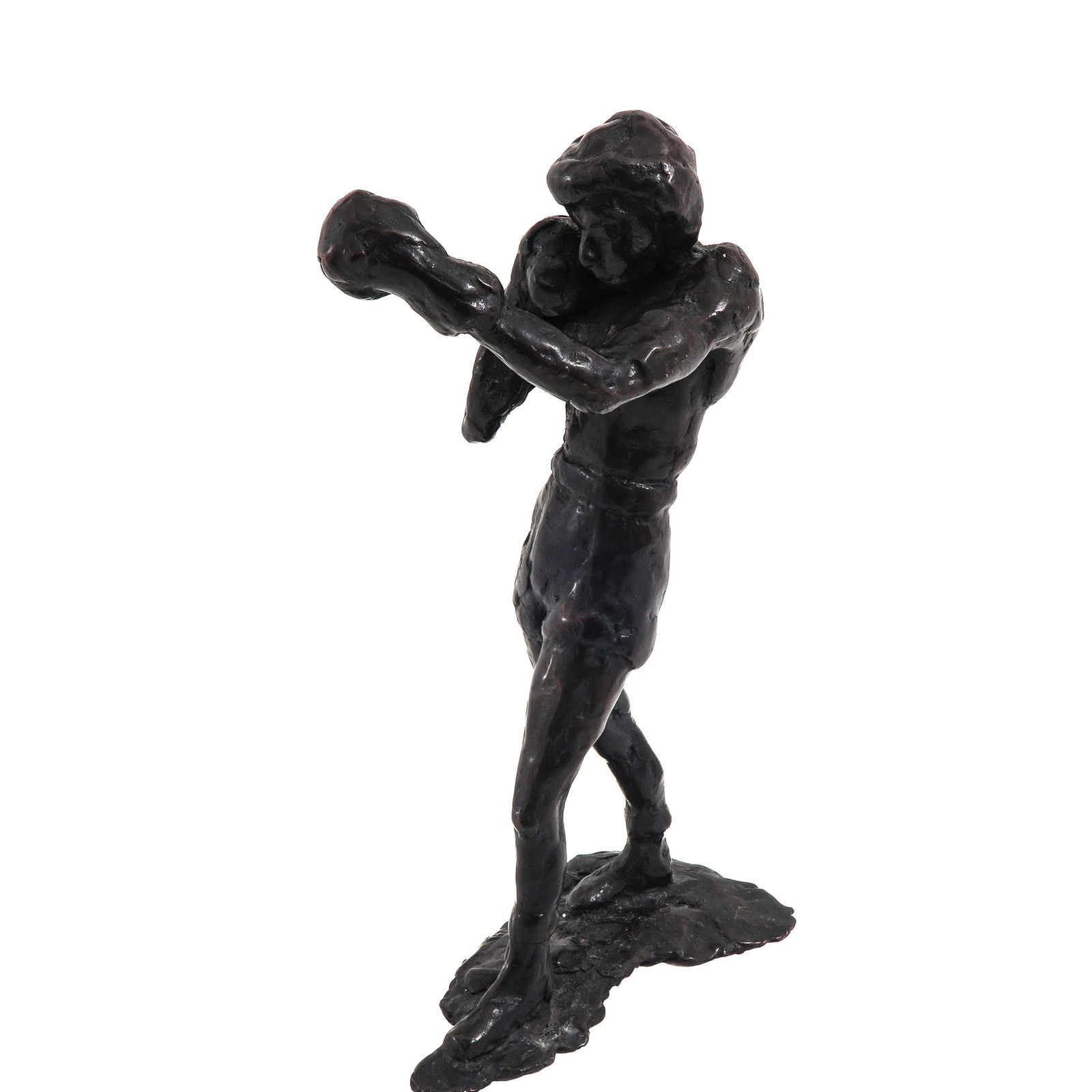 A Theo Mackaay Sculpture: Theo Mackaay (1950), signed with monogram TM, depicting a boxer, height 52 cm.