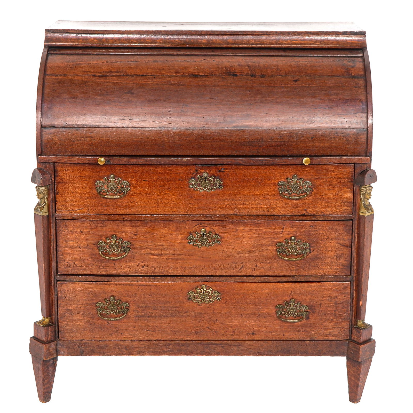 A Cylinder Desk: Circa. 1800, with three drawers, 107 x 112 x 56 cm. From the Multatuli estate.