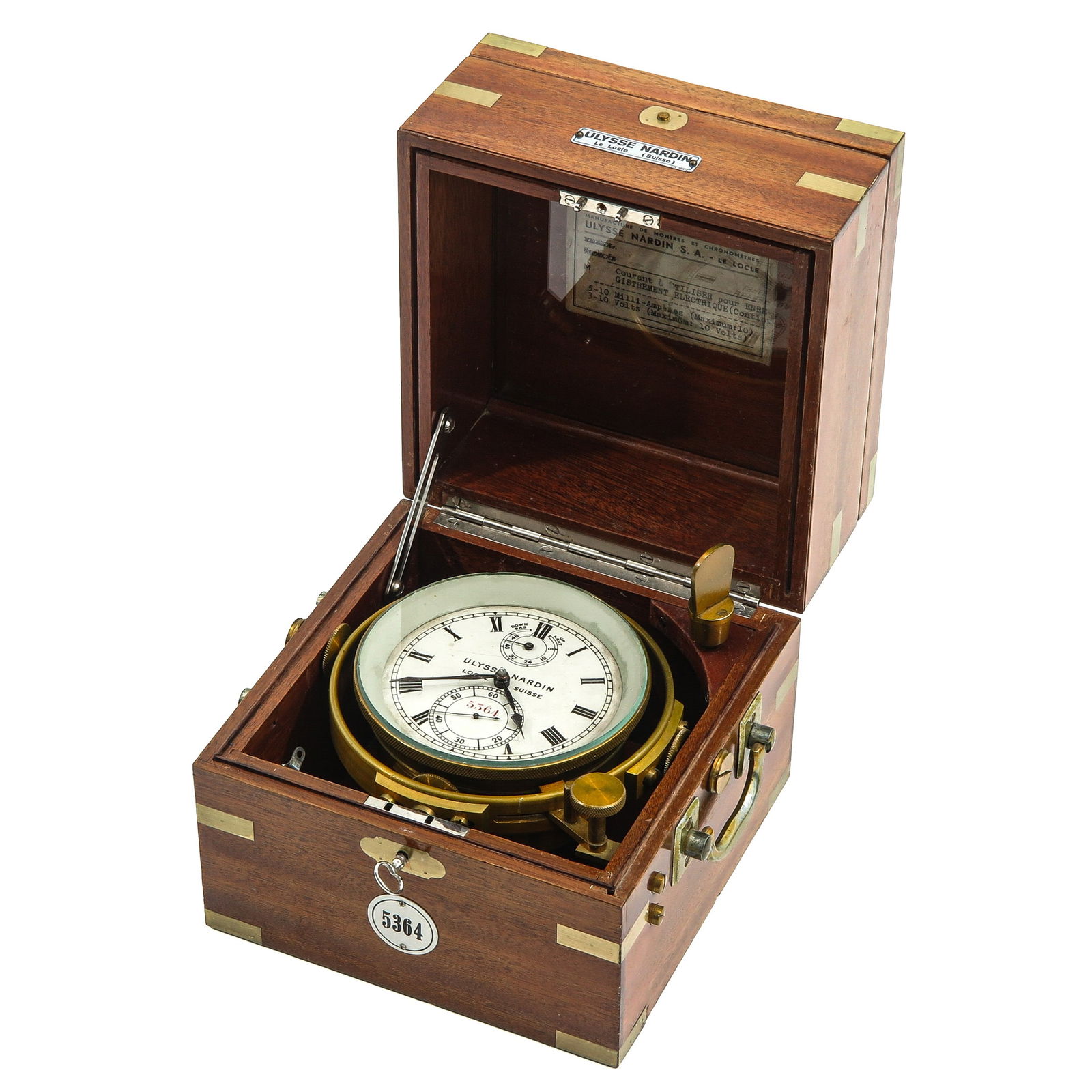 A Marine Chronometer: Ulysse Nardin, Switzerland, 19 x 19 x 19 cm.