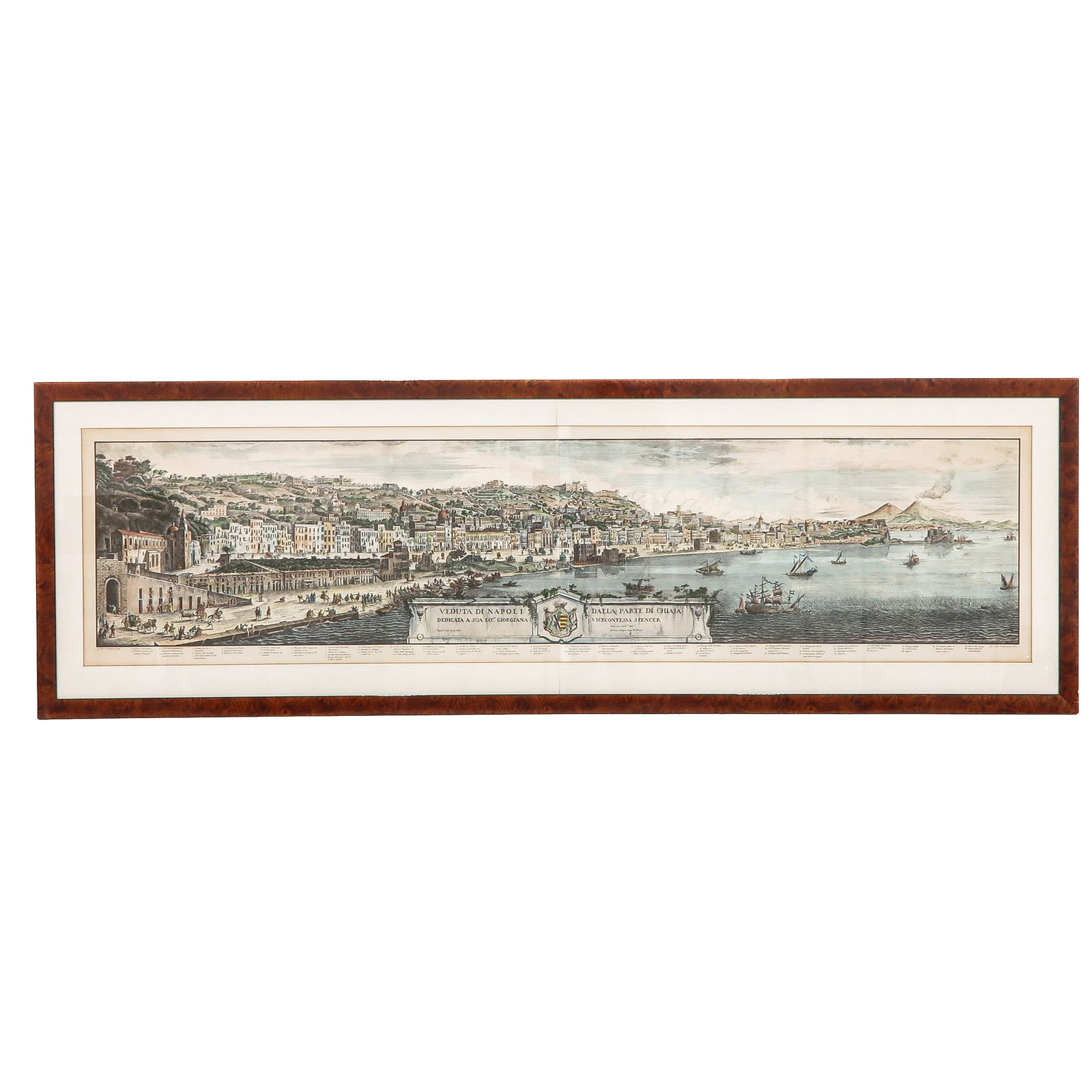 An Engraving: With a view of Naples and the harbor, 48 x 192 cm.
