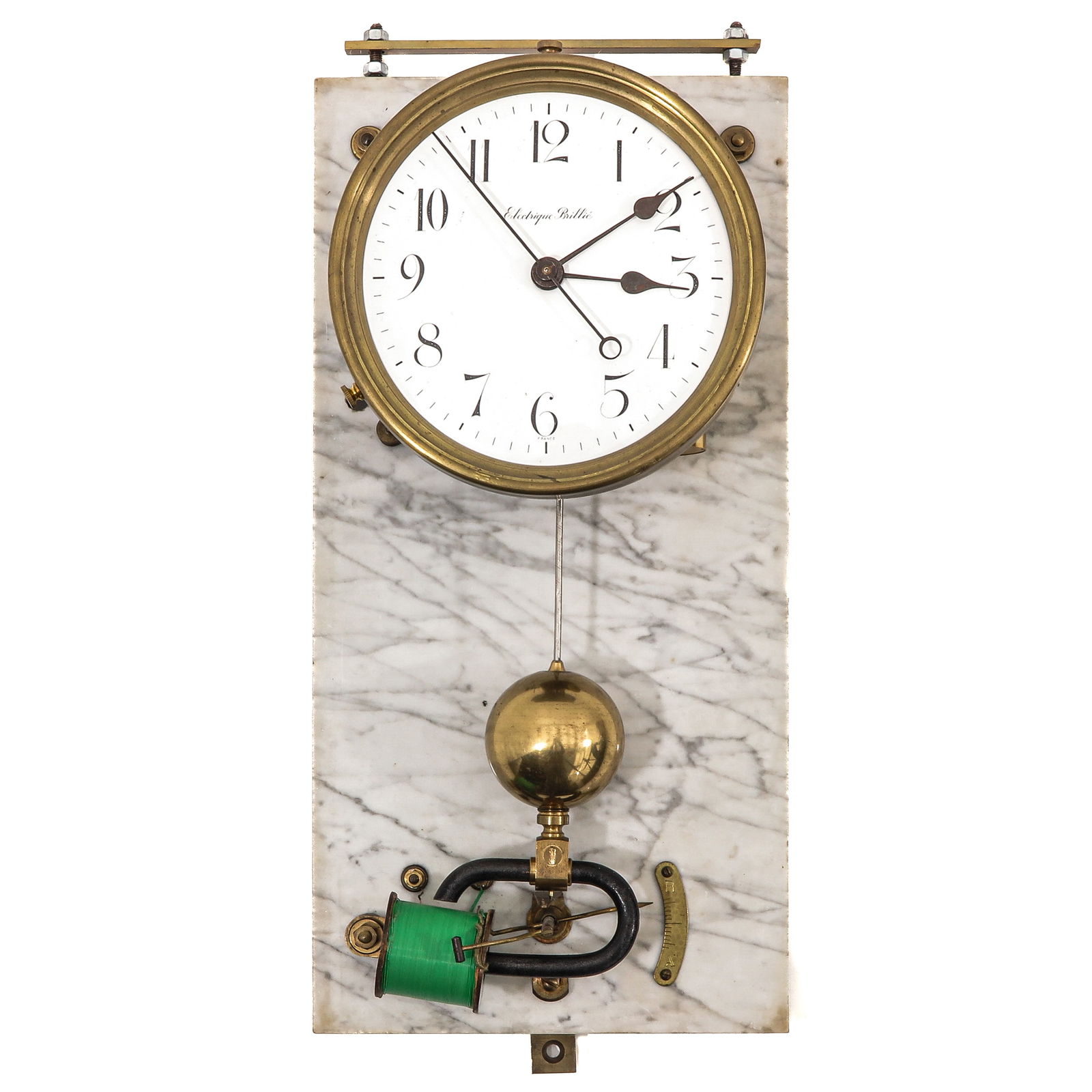 An Electric Hanging Clock: Signed Electrique Brillié, length 41 cm.