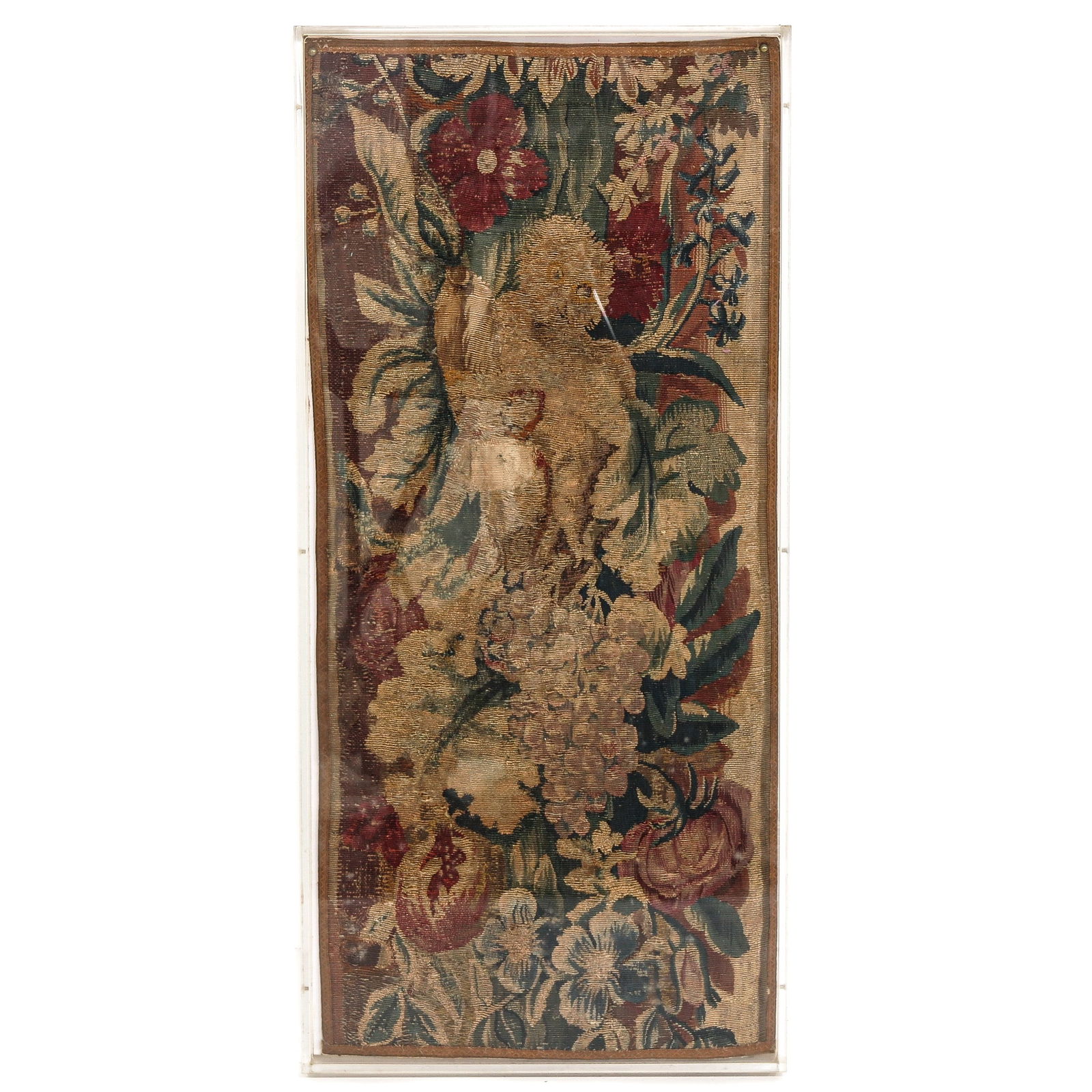 A 17th/18th Century Fragment: 17th/18th century, framed behind plexiglass, 31 x 67 cm.