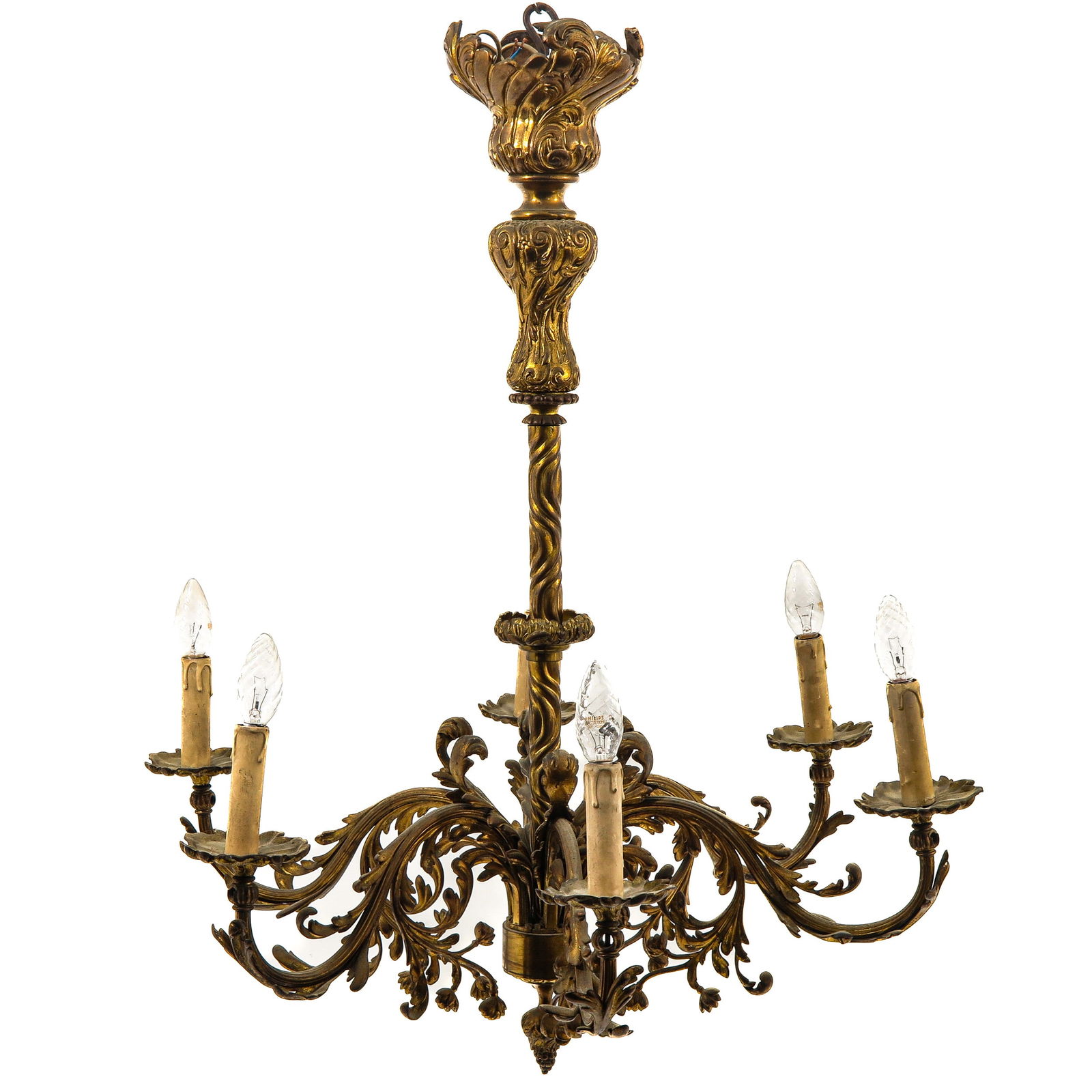 A Chandelier: With 6 arms, height 88 cm.