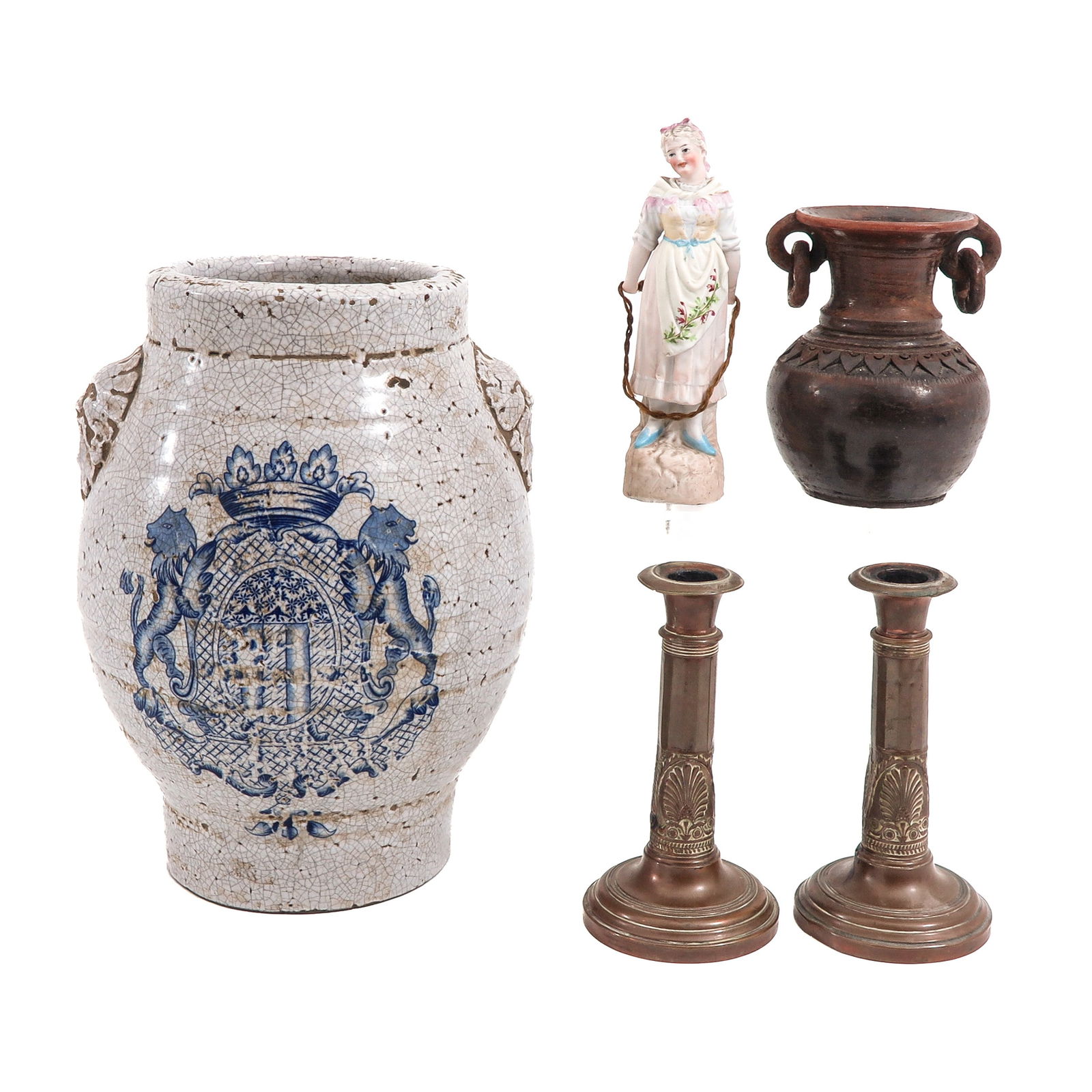 A Diverse Collection of Items: consisting of various objects, including a jug with a Dutch coat of arms, height 33 cm.