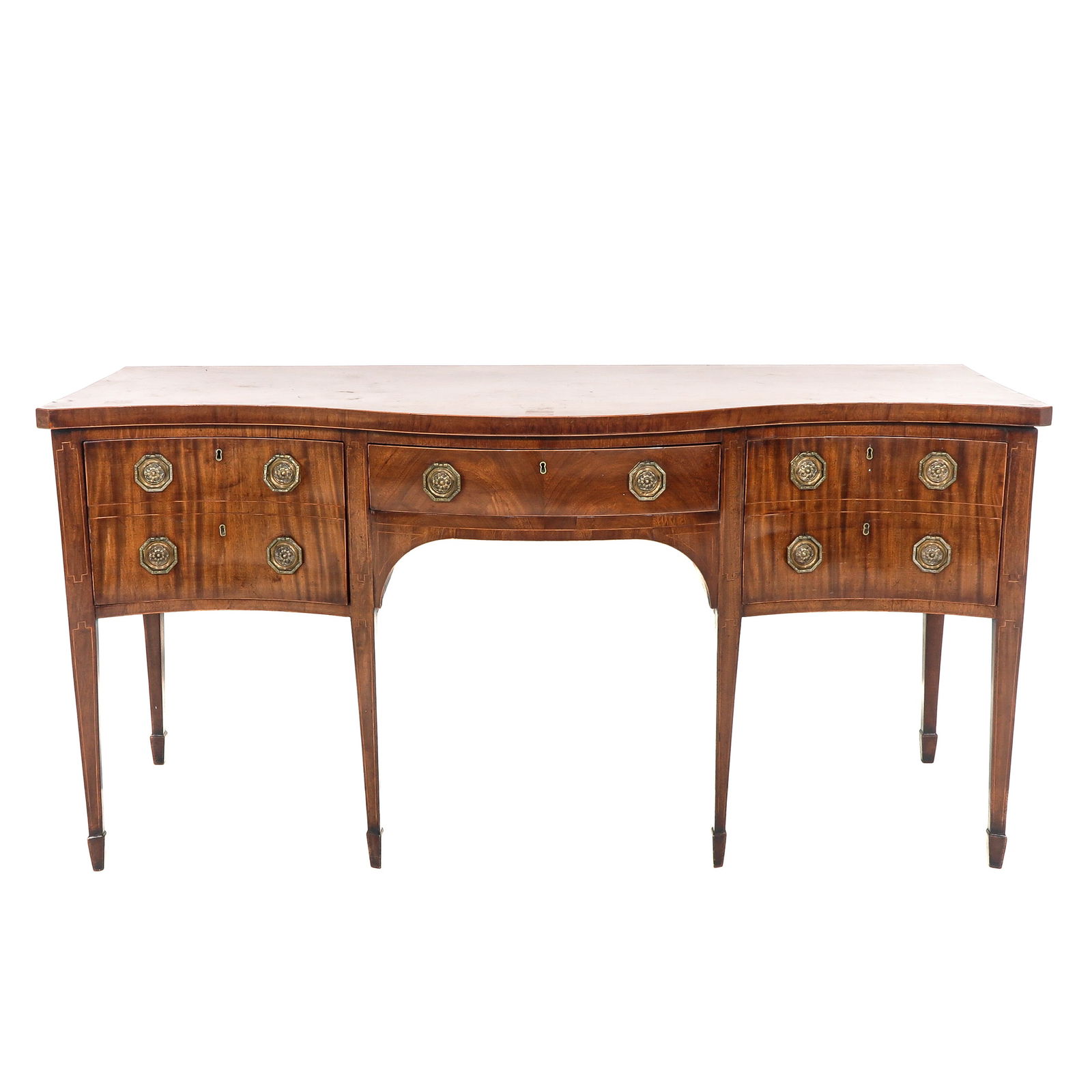 A 19th Century Sideboard: England, 19th century, mahogany veneered, with 3 drawers, 184 x 91 x 70 cm.