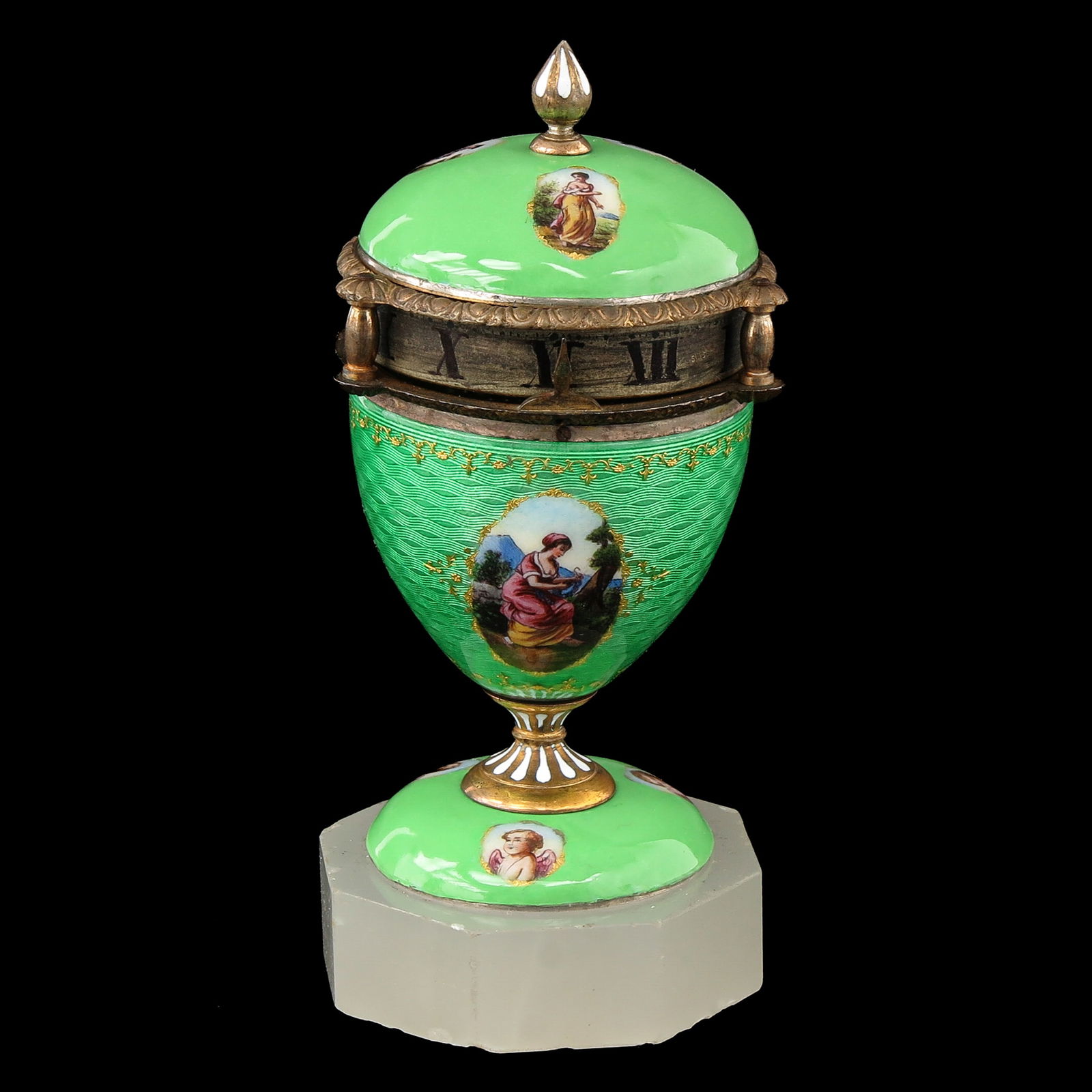 A French Table lock: France, ca. 1900, with guilloché enamel, height 11 cm.