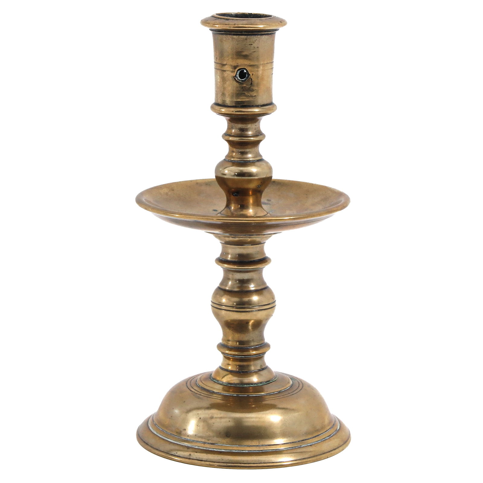 A Ducth Candlestick: Netherlands, bronze, 17th century, height 19 cm.
