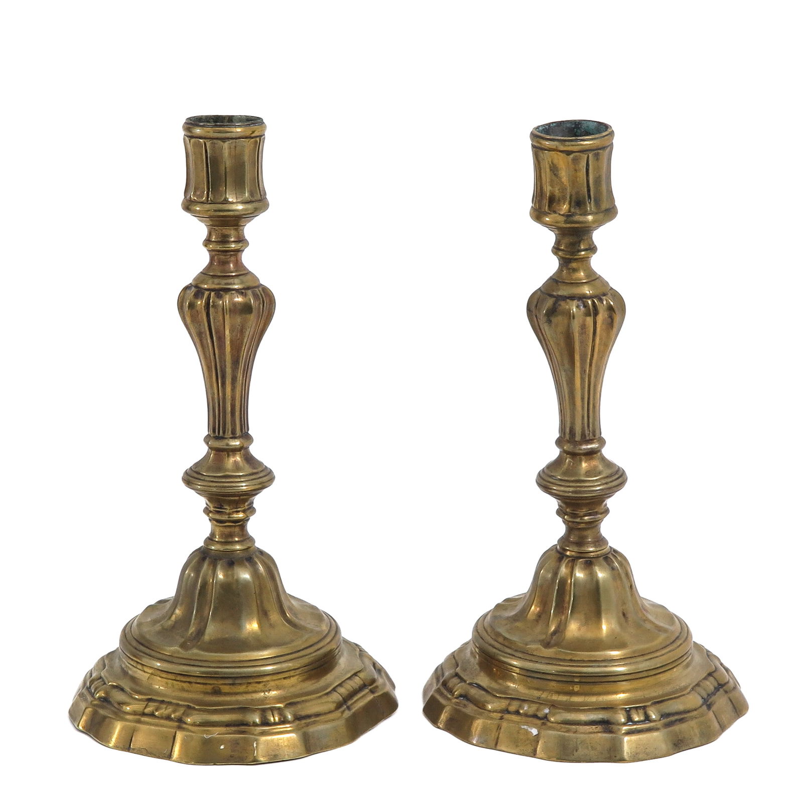 A Pair of Bronze Candlesticks: Bronze candlesticks, 18th century, height 25 cm.