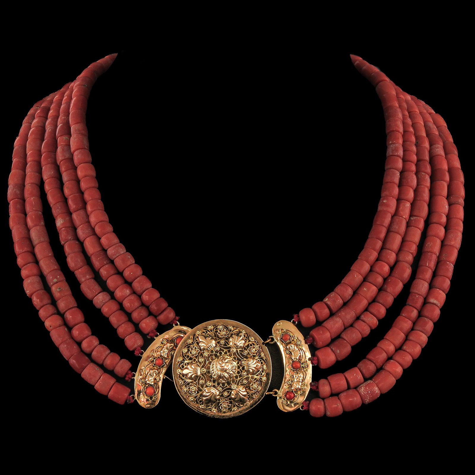 A 5 Strand Red Coral Necklace (1 of 6)