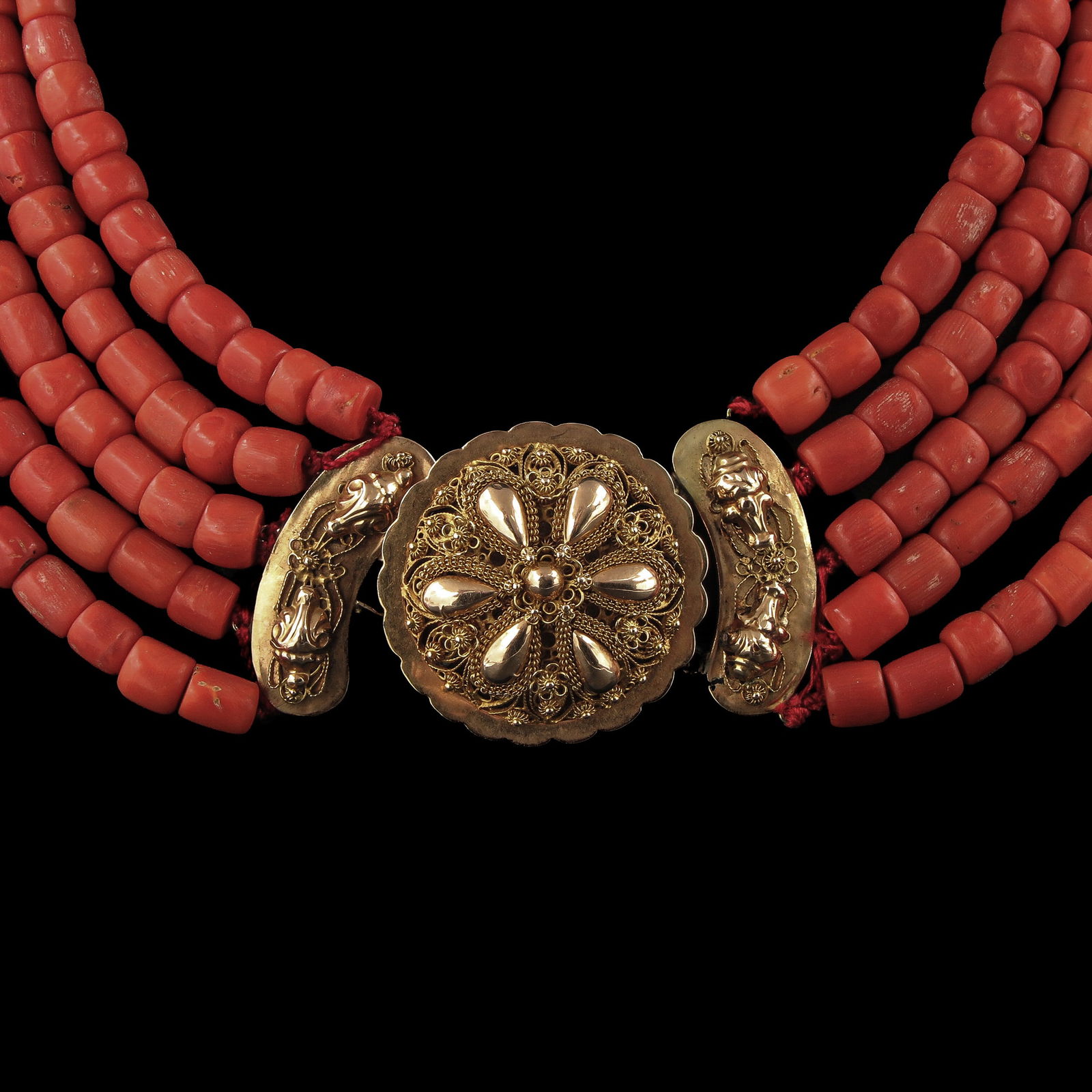 A 5 Strand Red Coral Necklace (1 of 8)