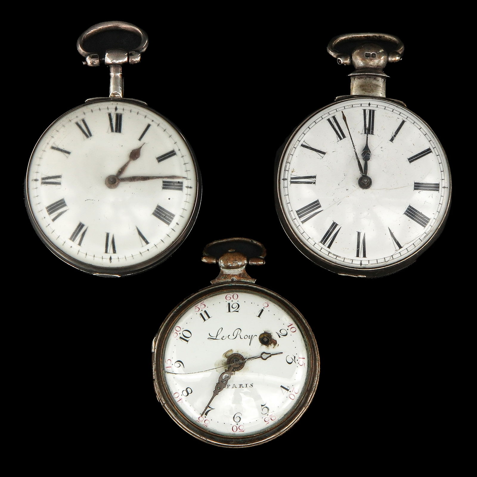 A Group of 3 Pocket Watches: Consisting of 3 pocket watches, including a fusee, signed Thomas Cardigan, 48 mm in diameter, with key.