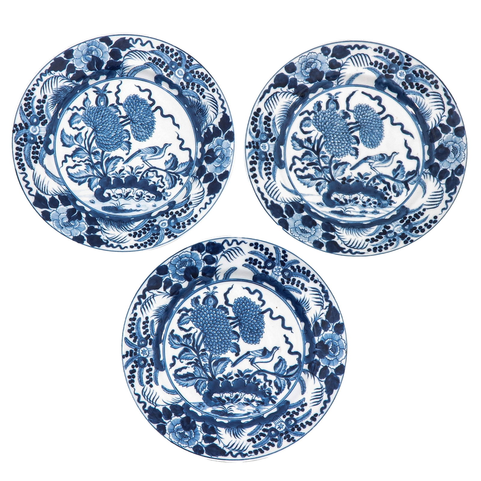A Series of 3 Blue and White Plates (1 of 8)