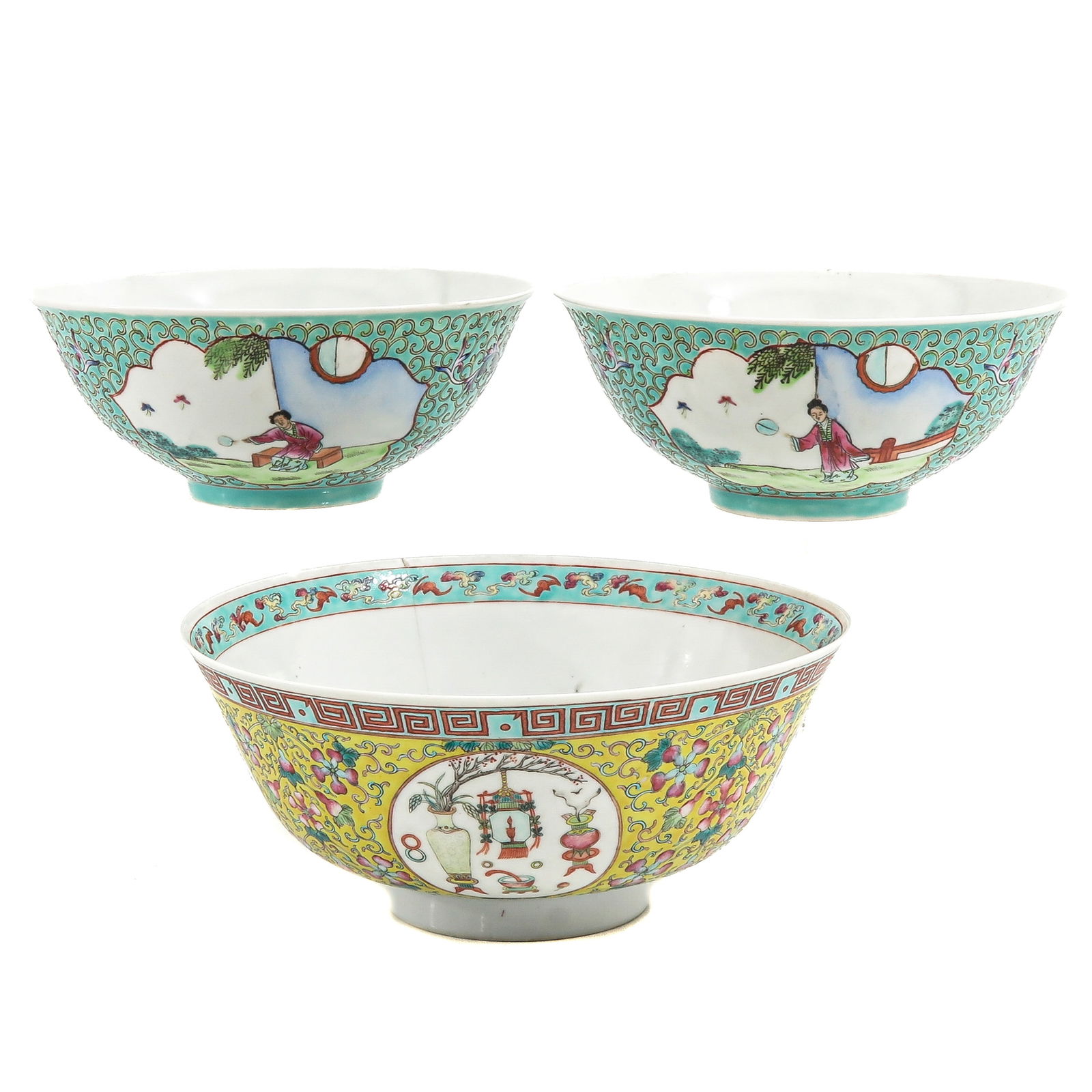 A Group of 3 Famille Rose Bowls (1 of 6)