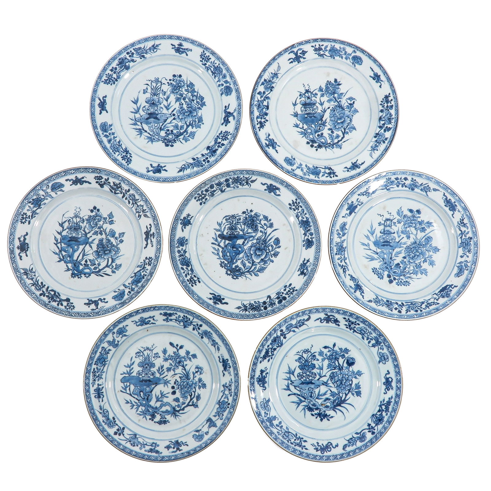A Series of 7 Blue and White Plates (1 of 8)