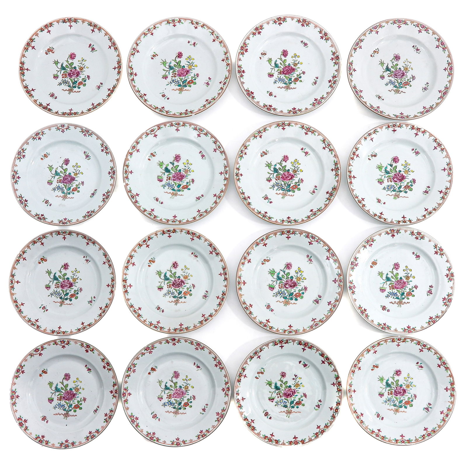 A Group of 16 Famille Rose Plates (1 of 10)