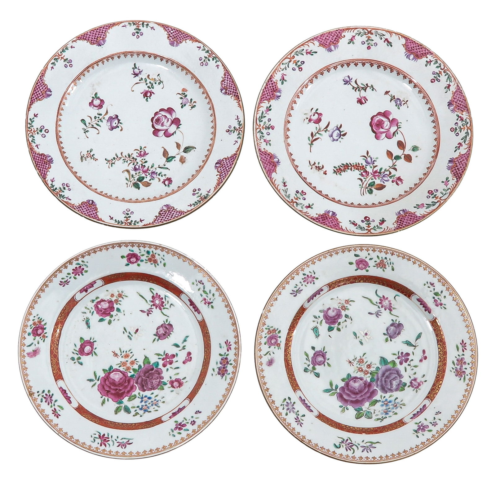 A Lot of 2 Pair of Famille Rose Plates (1 of 6)